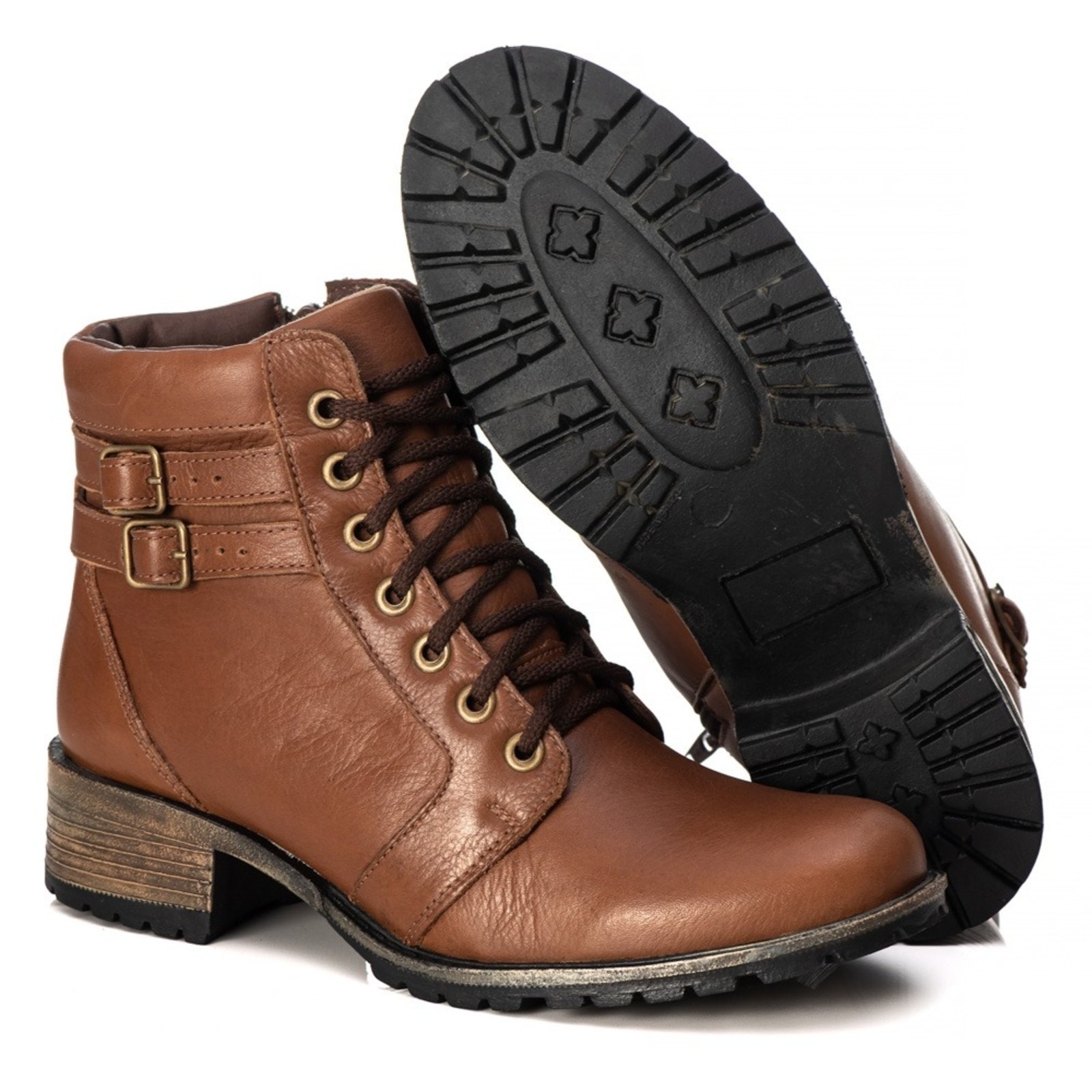 Imagem principal BOTA COTURNO FEMININO DE COURO, SOLA TRATORADA, MARCA: KAUANY CALÇADOS REF.:2000 Havana Mister Couros branco