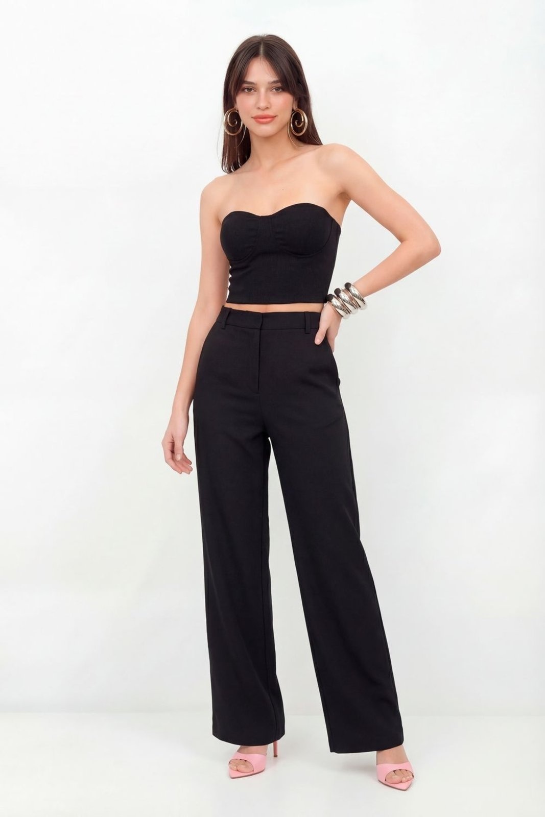 Imagem principal Calça Linho Bolso Embutido Feminina Inblanche preto