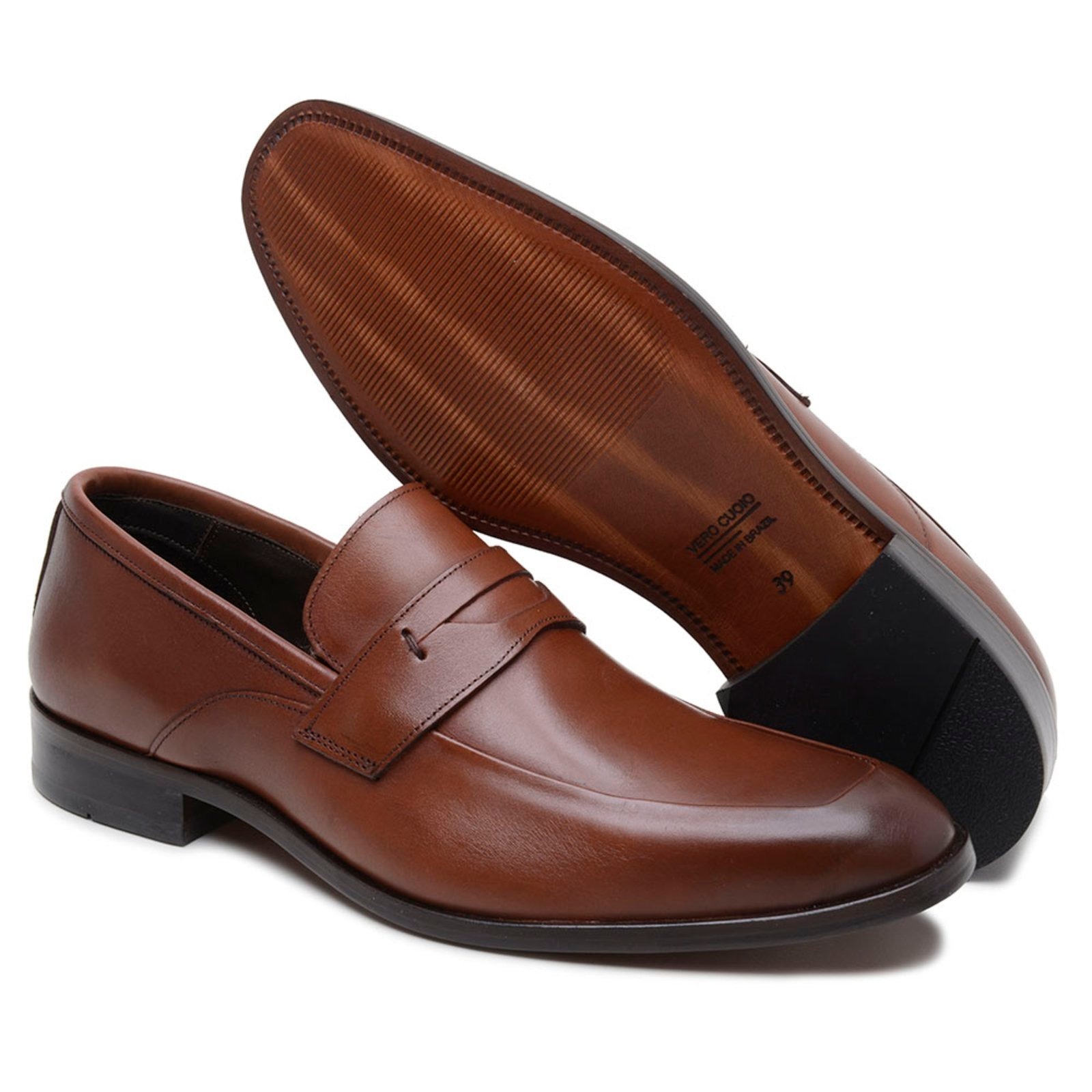 Imagem principal Sapato Masculino Social Anna Andrade Oxford Mocassim Sola de Couro Derby Loafer Casual Whisky Anna Andrade marrom