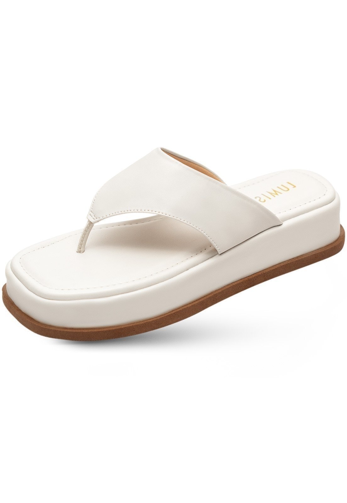 Imagem principal Tamanco Feminino Lumiss Flatform Chinelo De Dedo Papete Confortável Off White LUMISS off-white white