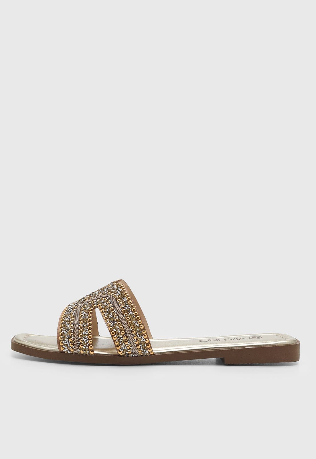 Rasteira Feminina Via Uno Pedraria Dourada