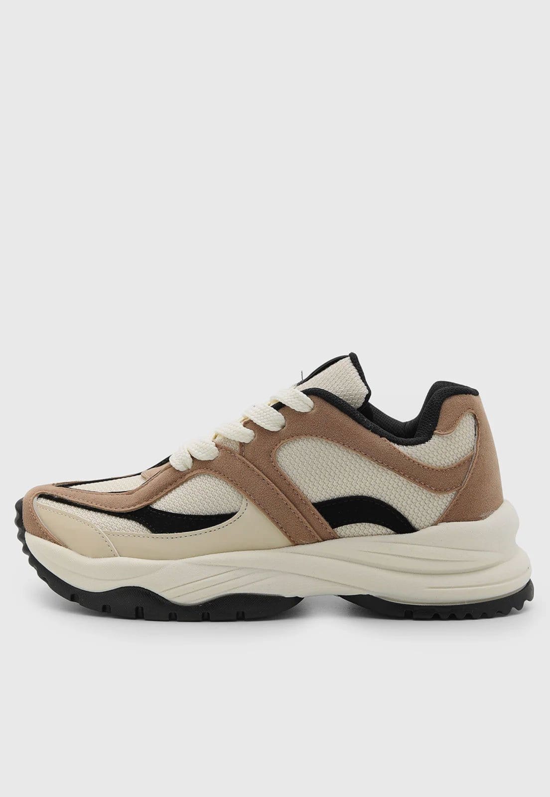 Tênis Feminino Santa Lolla Chunky Cadarço Bege/Off-White/Preto