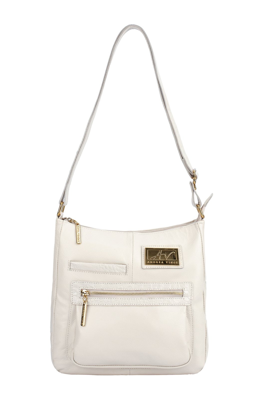 Imagem principal Bolsa tiracolo em couro liso Denise - Marfim Andrea Vinci vermelho