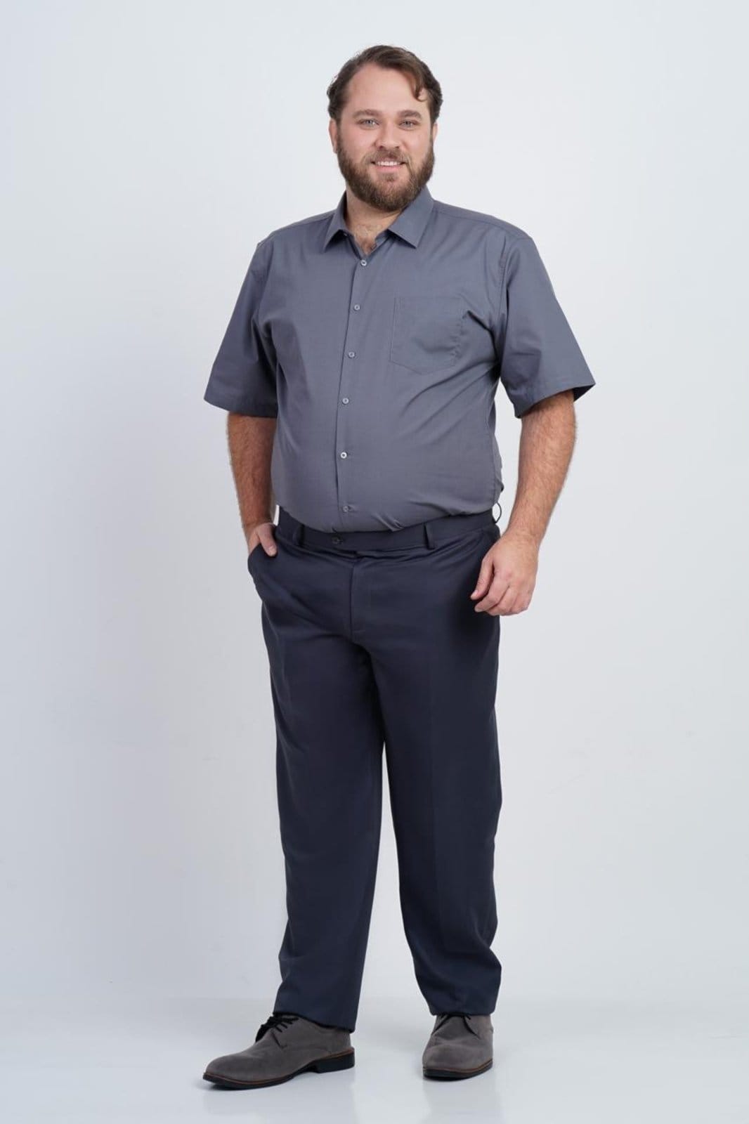 Calça Social Masculina SH Fashion Plus Size Chumbo Confortável Para Dia a Dia