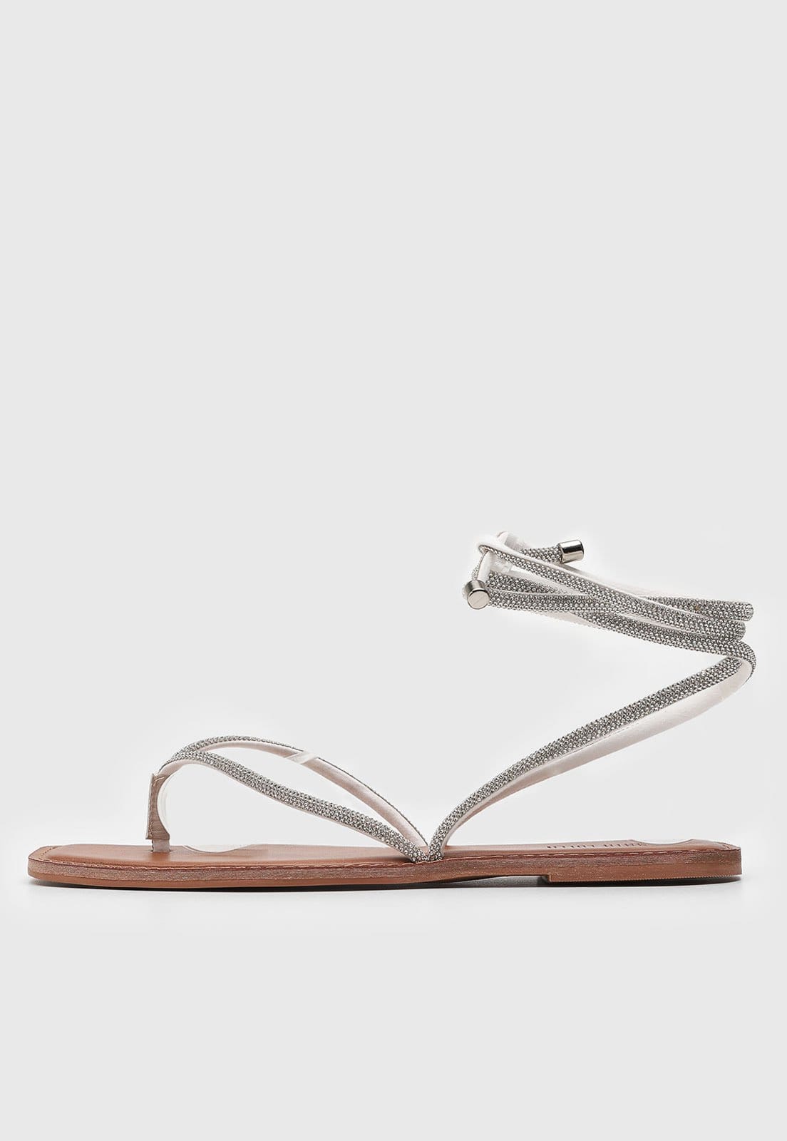 Rasteira Feminina Santa Lolla Tiras Brilhantes Branca