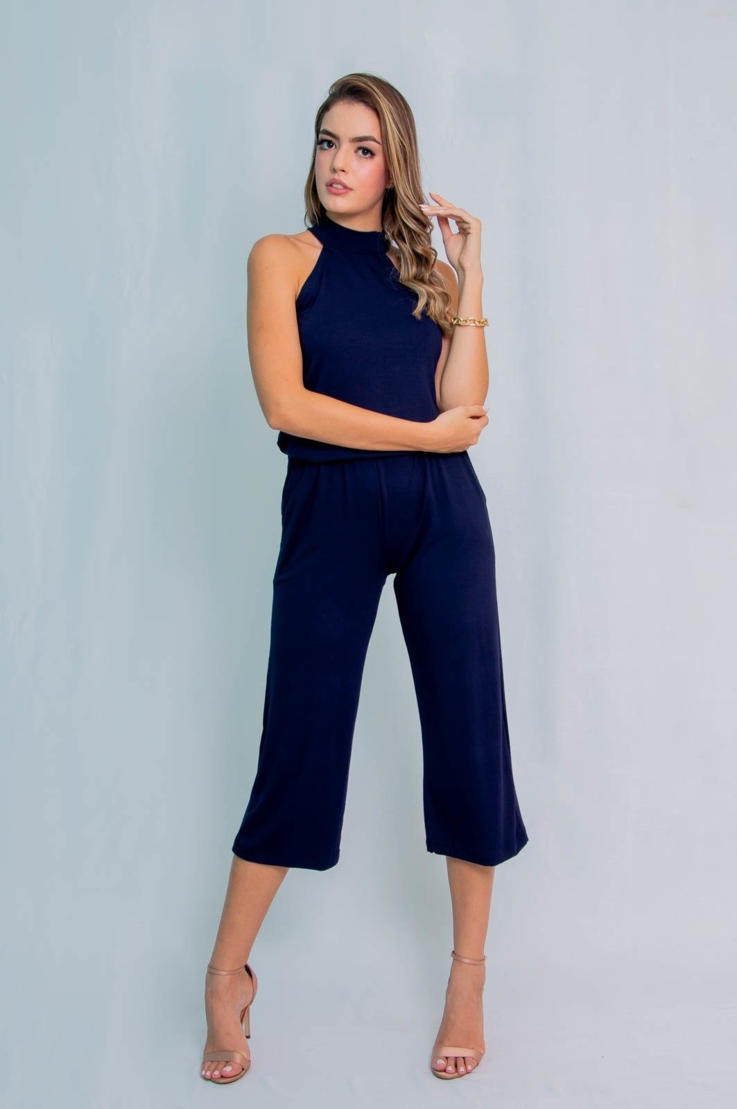 Imagem principal Macacão Gola Alta Pantacourt Maria Paes Maria Paes azul marinho