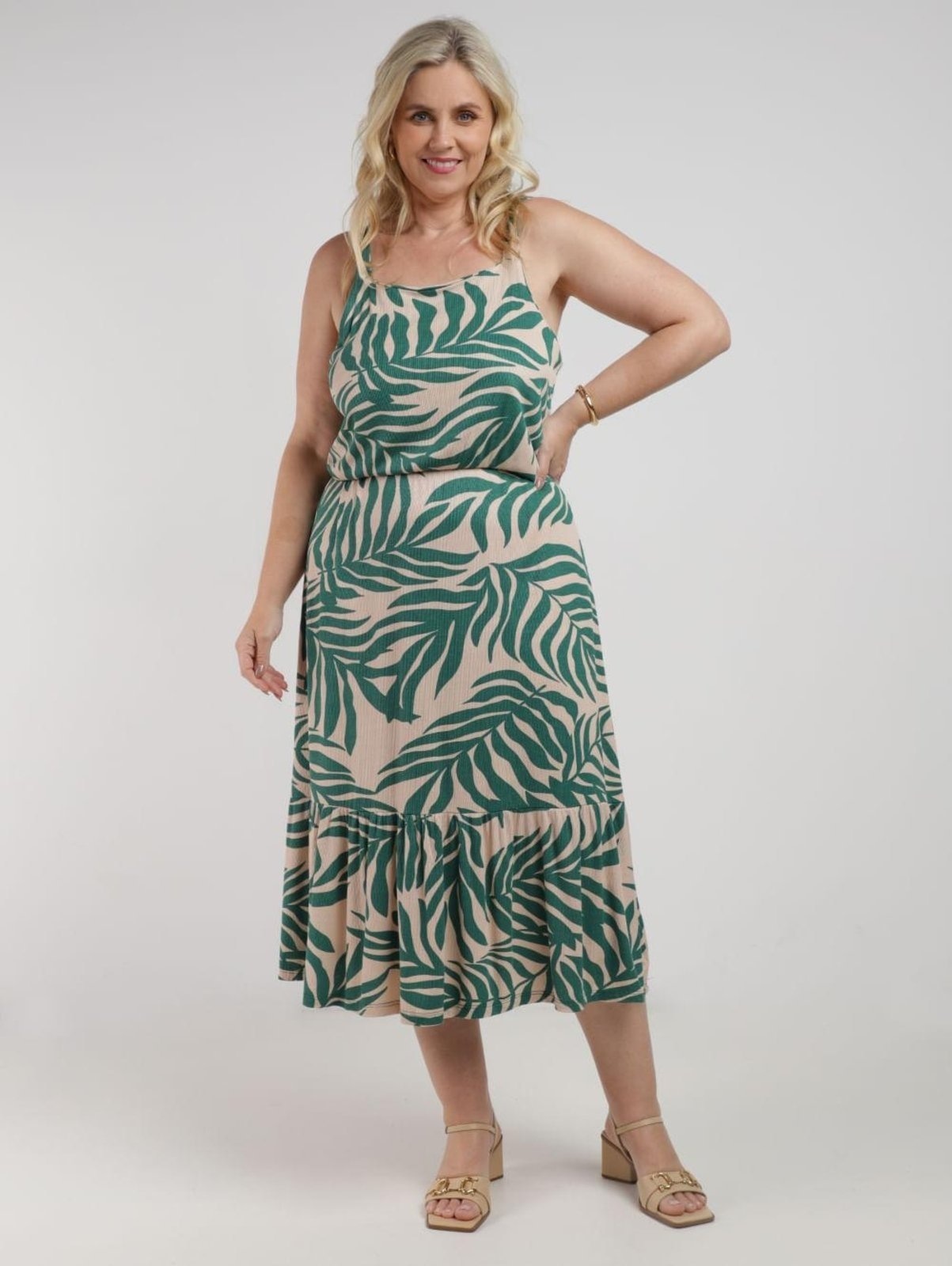 Imagem principal Vestido Canelado Autentique Plus Size Feminina OFF WHITE Autentique verde