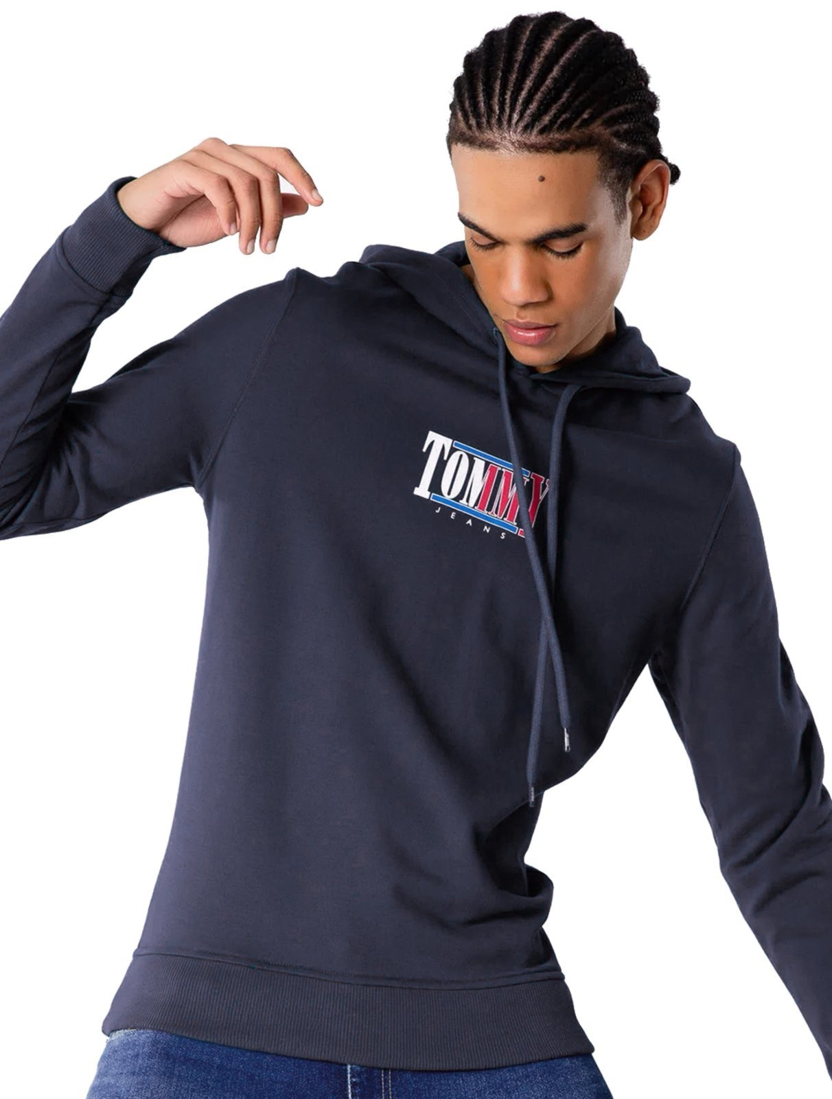 Imagem principal Moletom Tommy Jeans Masculino Regular Crewneck Essential Graphic Hoodie Tommy Jeans azul marinho