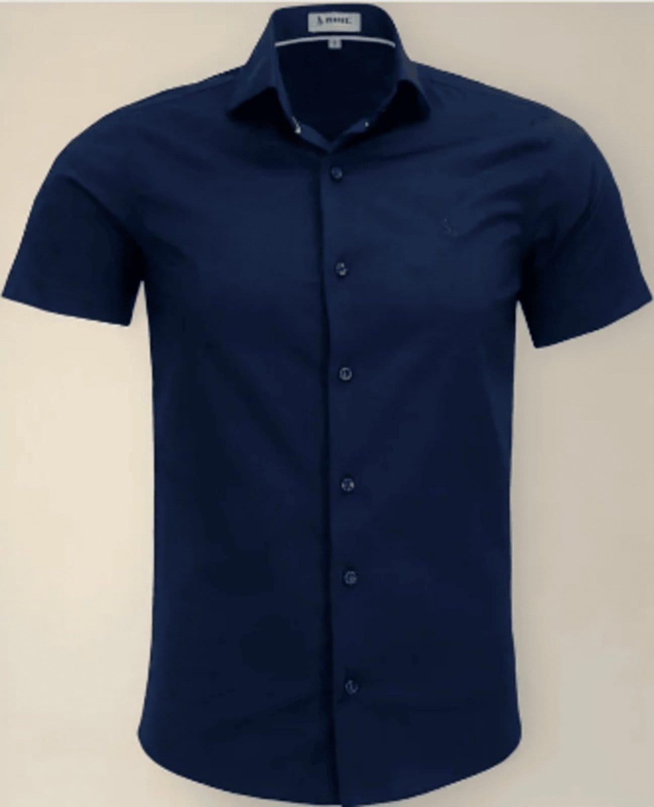 Camisa Social Amil Slim Com elastano Talks Macia Manga Curta Marinho