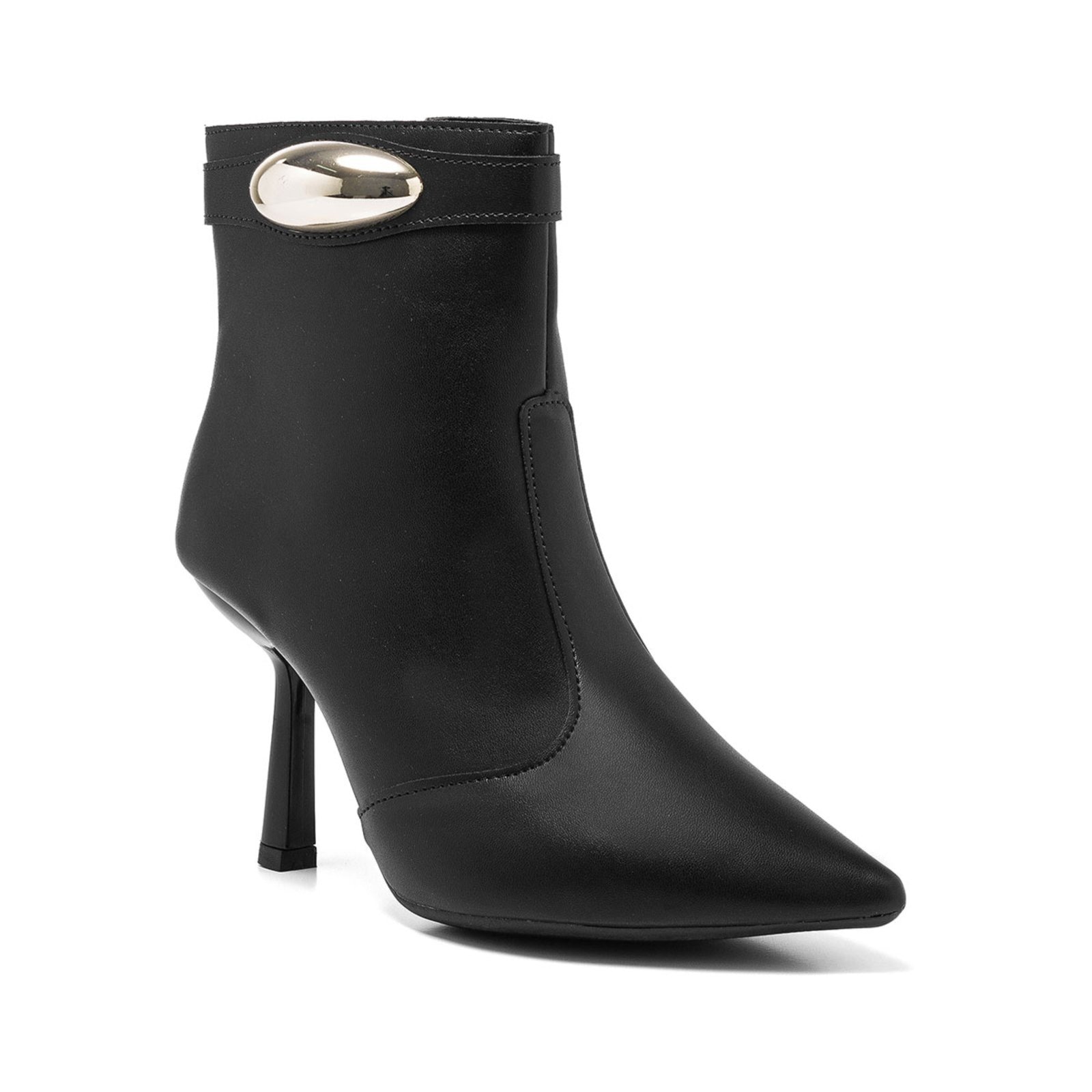 Imagem principal Bota Feminina Cano Curto Bico Fino Salto Alto Lesma Elegante Preta Stessy Shoes preto