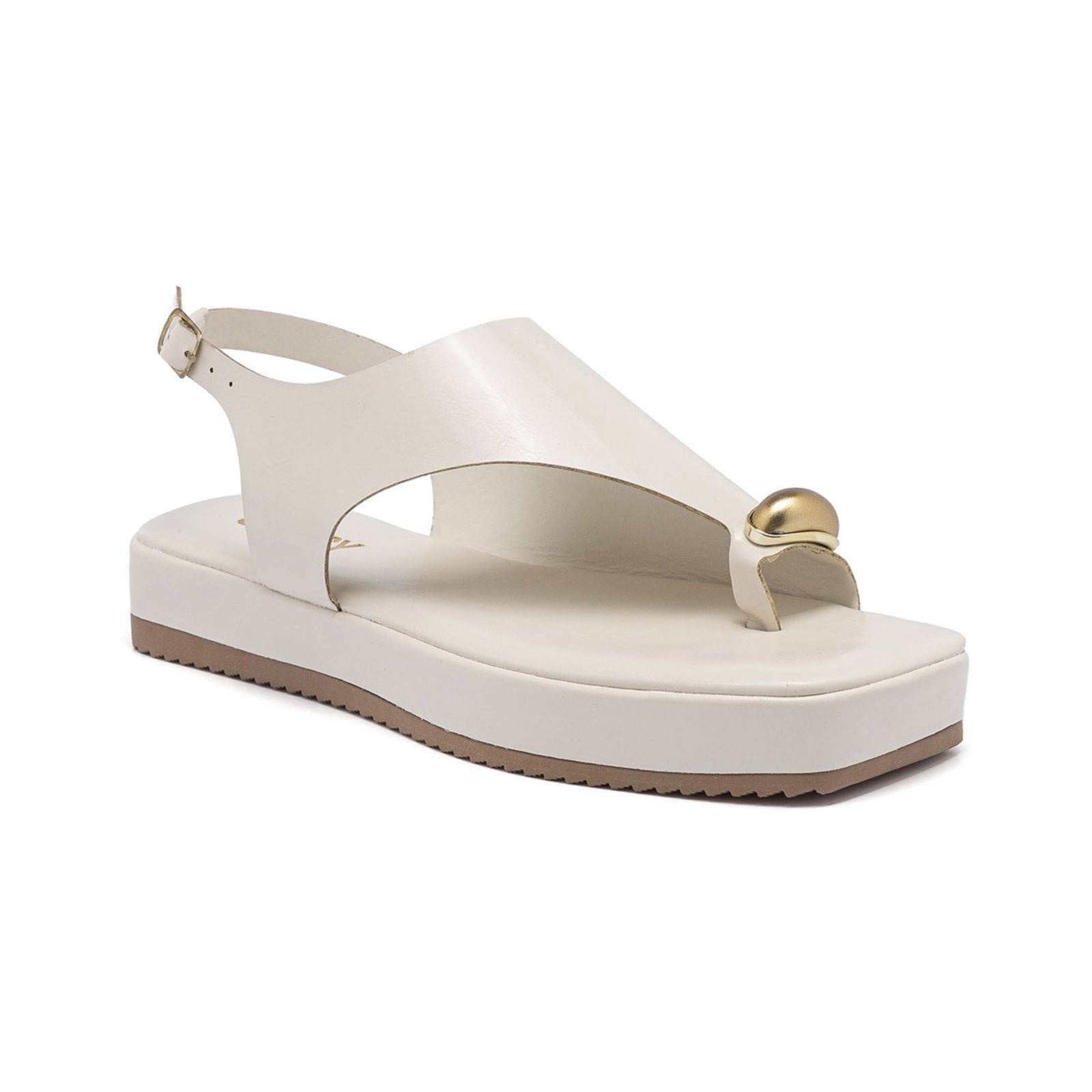 Imagem principal Sandália Flatform Feminina Stessy Leve Detalhe Anel de Dedo Off White Stessy Shoes off-white white