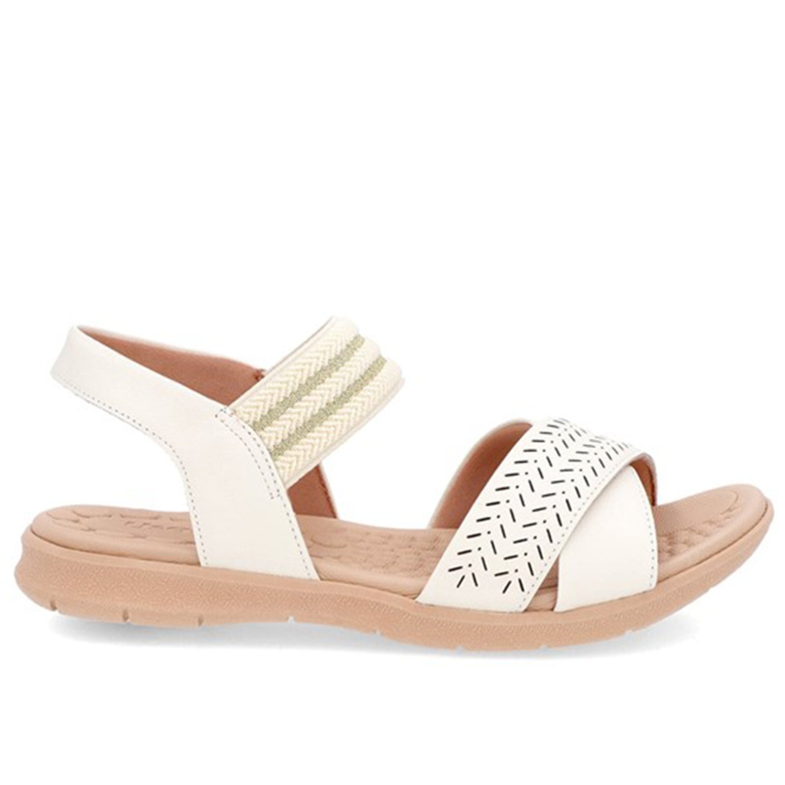 Imagem principal Sandália Papete Usaflex Baixa Couro Elástico Confortoplantar Marfim Usaflex multicolorido