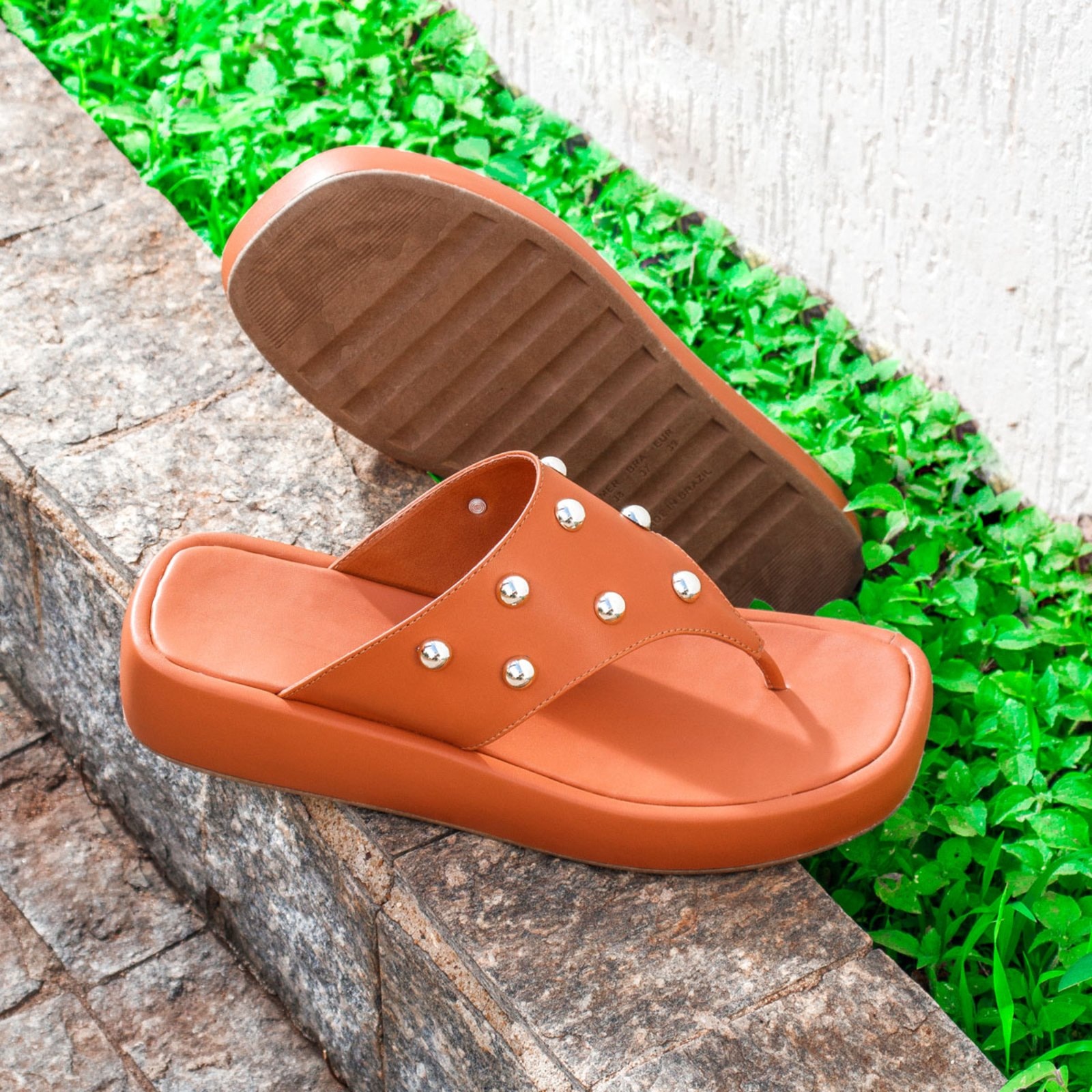 Imagem principal Tamanco Feminino Plataforma Moda Anabela Resistente Confortável Macio Sandália Havana BREDENI caramelo