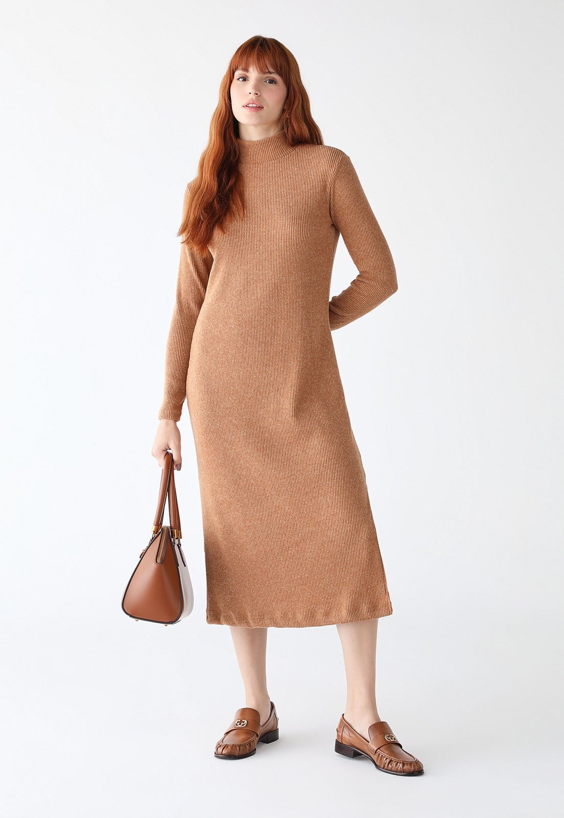 Imagem principal Vestido Canelado Lez a Lez Midi Malha Lez a Lez caramelo