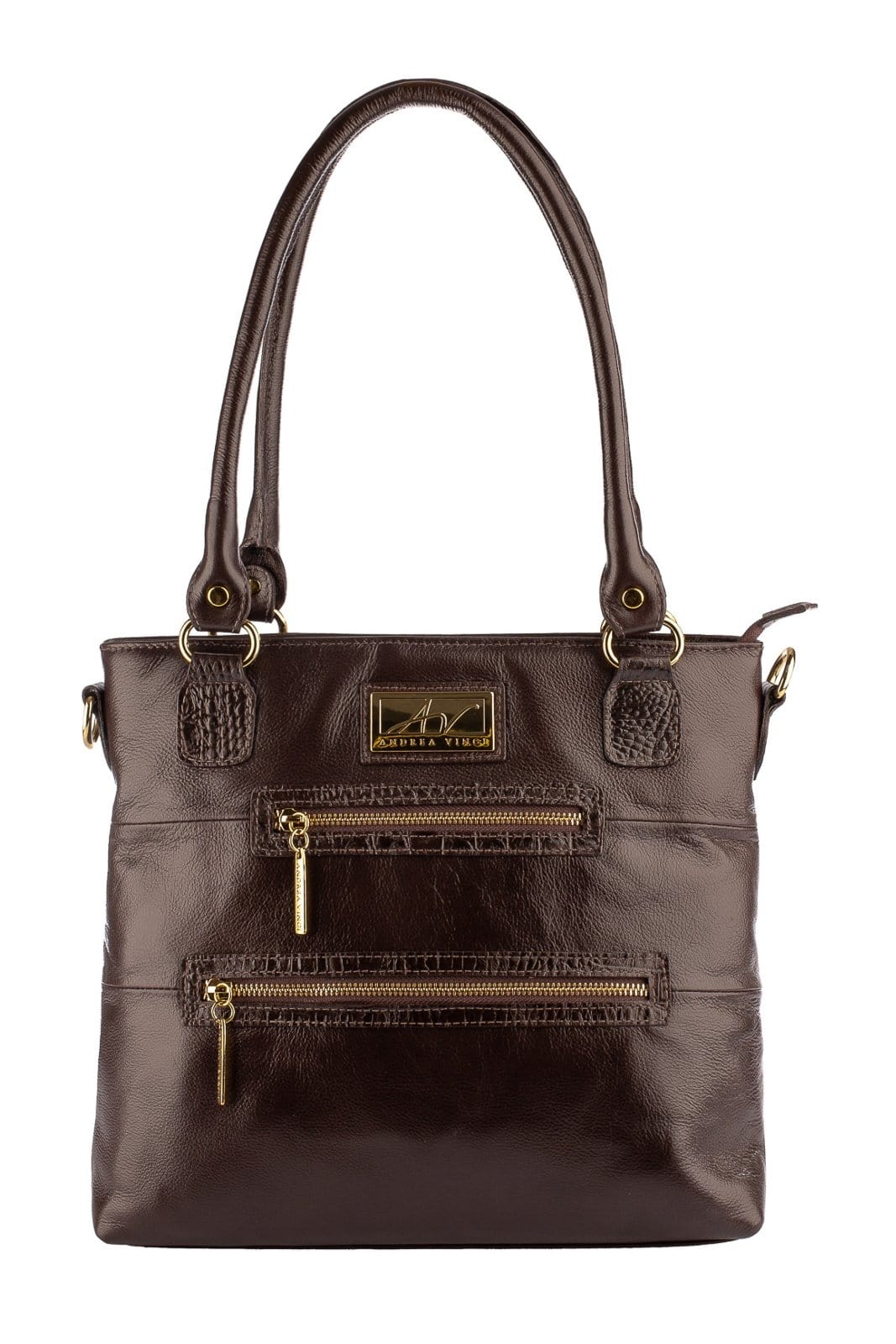 Bolsa de ombro em couro liso Alícia - Café