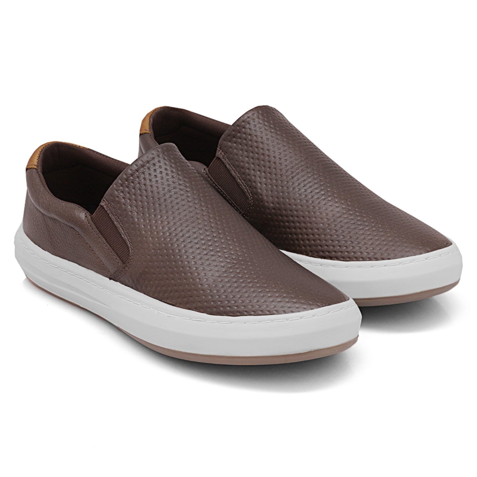 Tênis Slip On Casual De Couro Macio Calce Fácil Sola Caixa