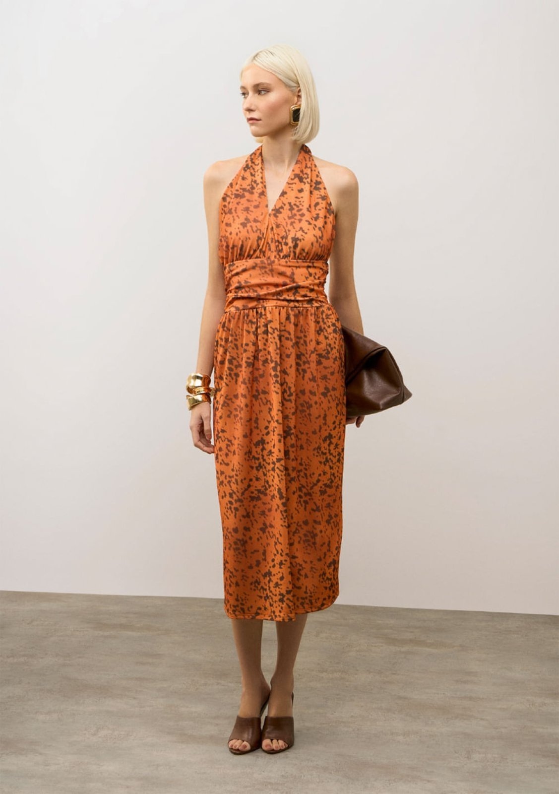 Imagem principal Vestido Iódice Solto Um Ombro Só Sem Manga Midi IÓDICE laranja