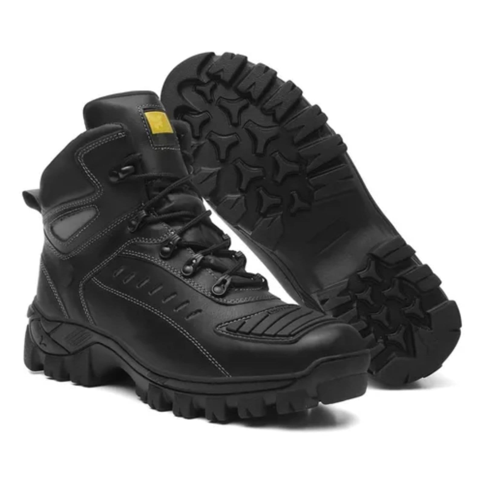 Bota Masculina Motoqueiro Adventure Em Couro Reforçado - Preta