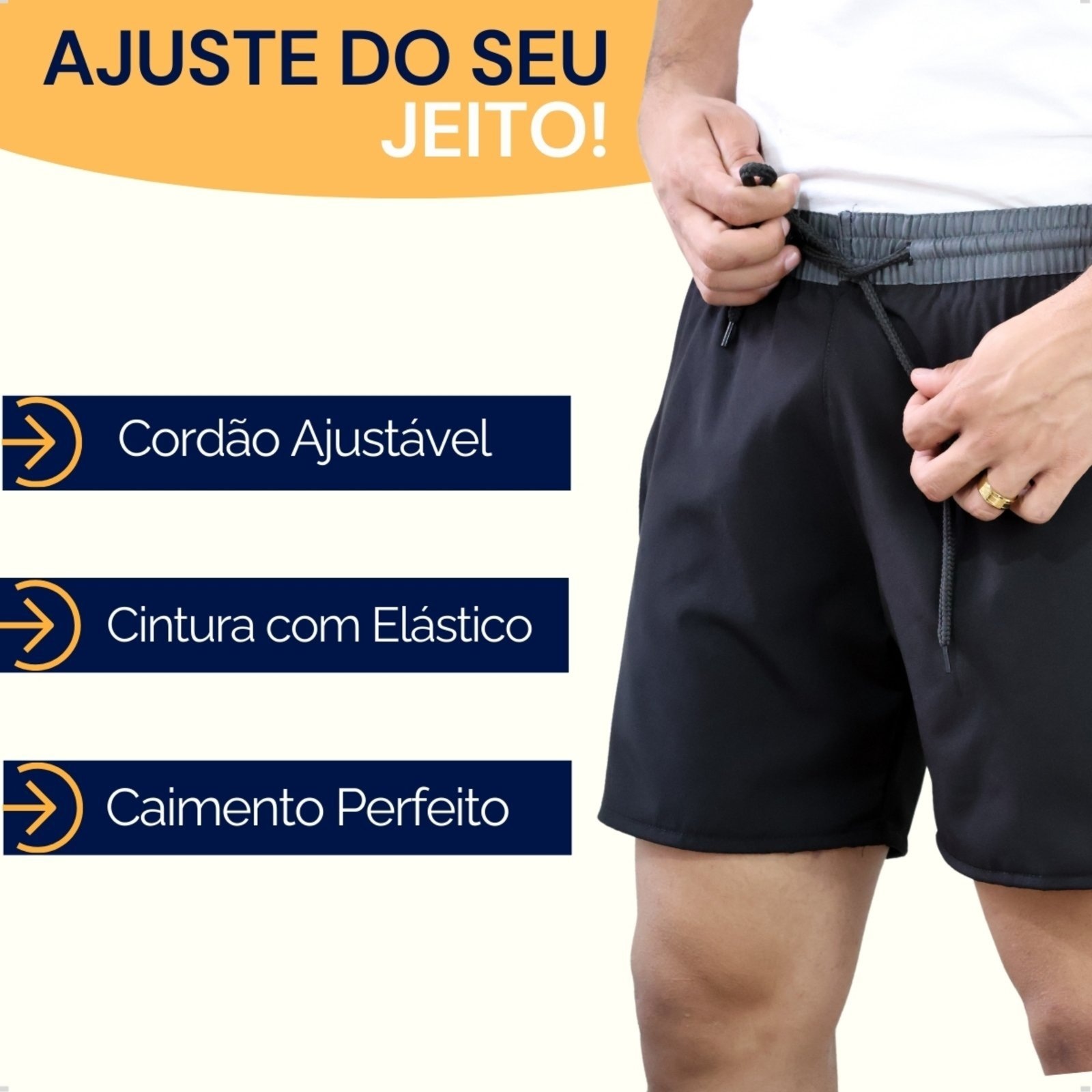 Imagem principal Short Masculino Tactel Elastano KS Bermuda Curta Esporte Academia Praia KS preto