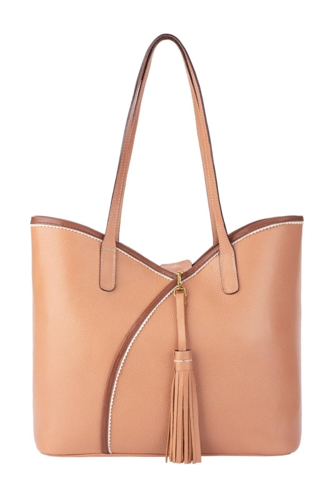 Imagem principal Bolsa Andrea Vinci Grande De Couro Liso Rachel Whisky Andrea Vinci bege