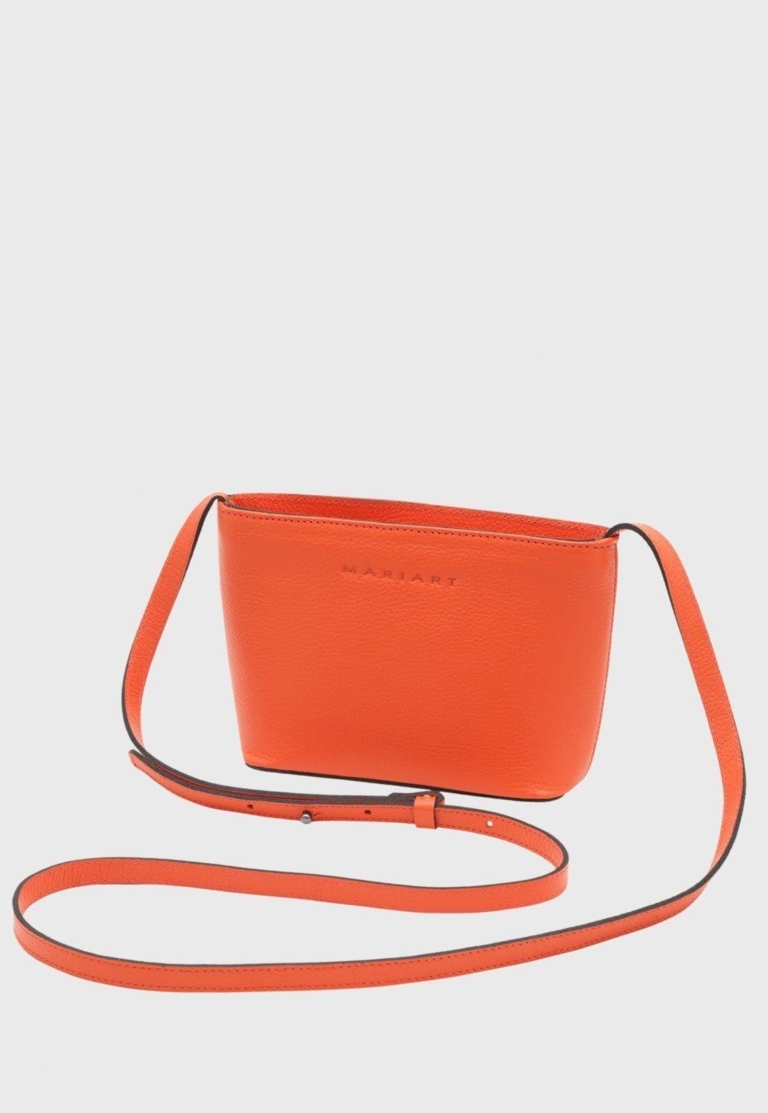 Bolsa de Couro Transversal Mariart Mini Cristal Orange