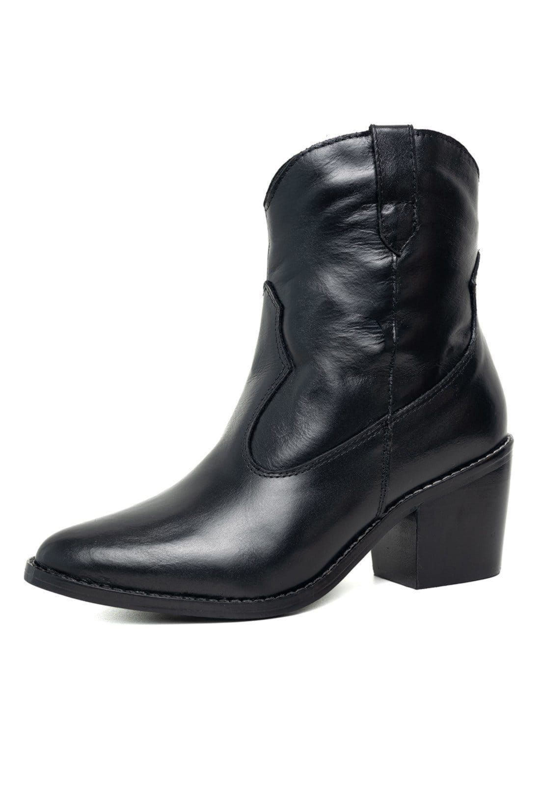 Bota Western Texana Bico Fino Cano Curto Country Couro