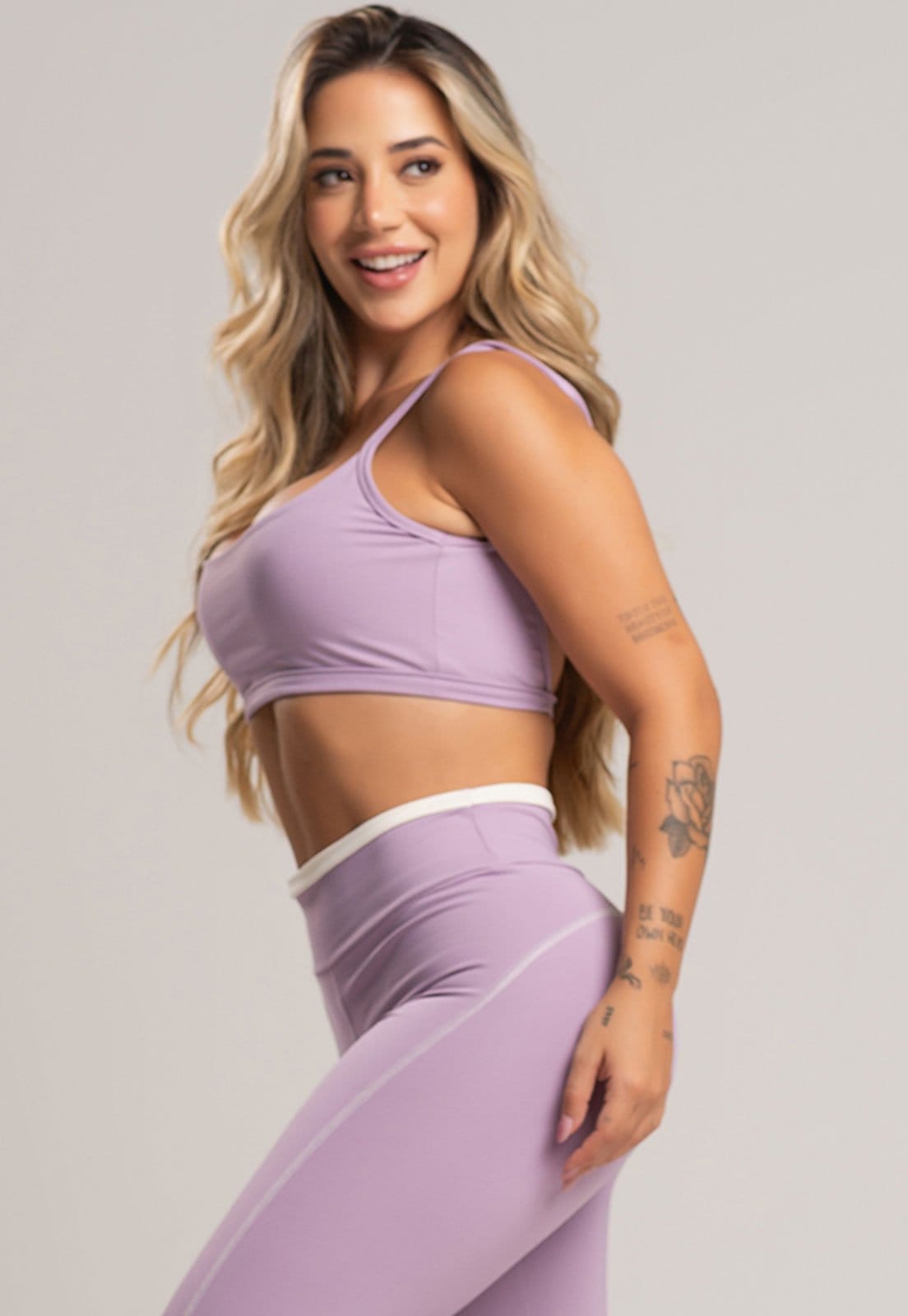 Top Feminino MVB Modas Cropped Fitness Alcinha Costas Abertas Poliamida Lavanda
