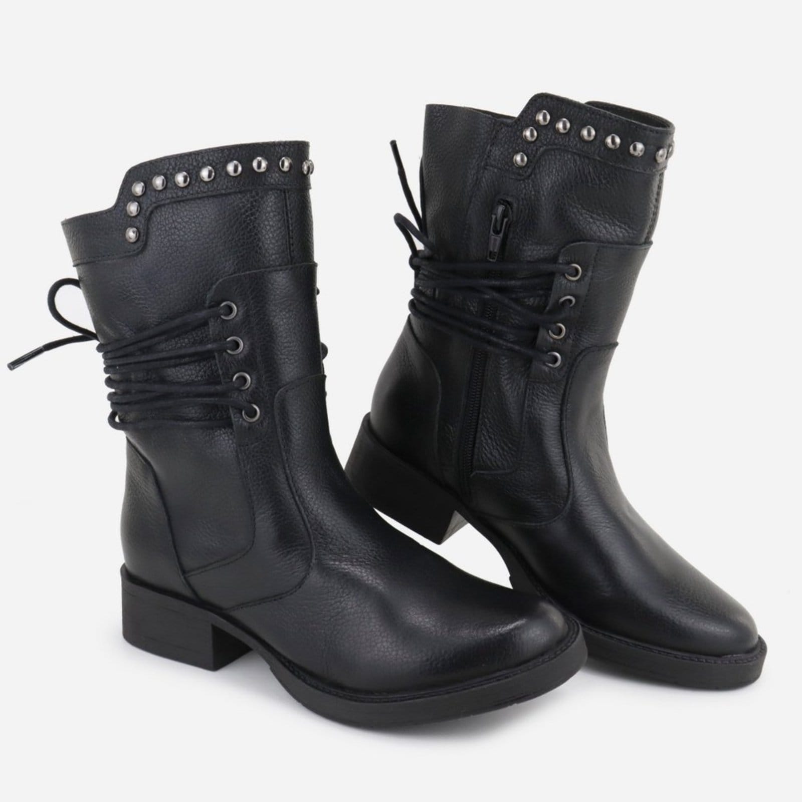 Bota Cano Médio em Couro Legitimo Maria Paula