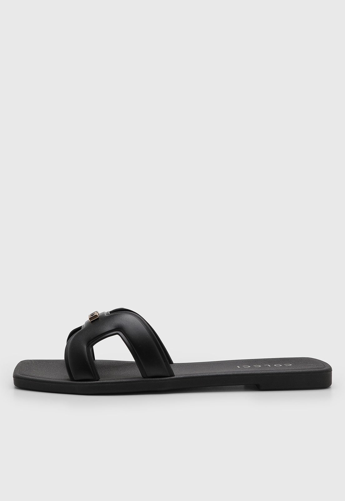 Imagem principal Rasteira Feminino Colcci Aberta Tiras Largas Ponta Quadrada Preta Colcci preto