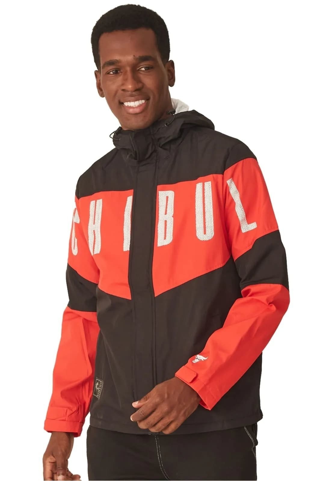 Imagem principal Jaqueta NBA Chicago Bulls Corta Vento Preta e Vermelha Aberta Com Capuz Outlet NBA preto