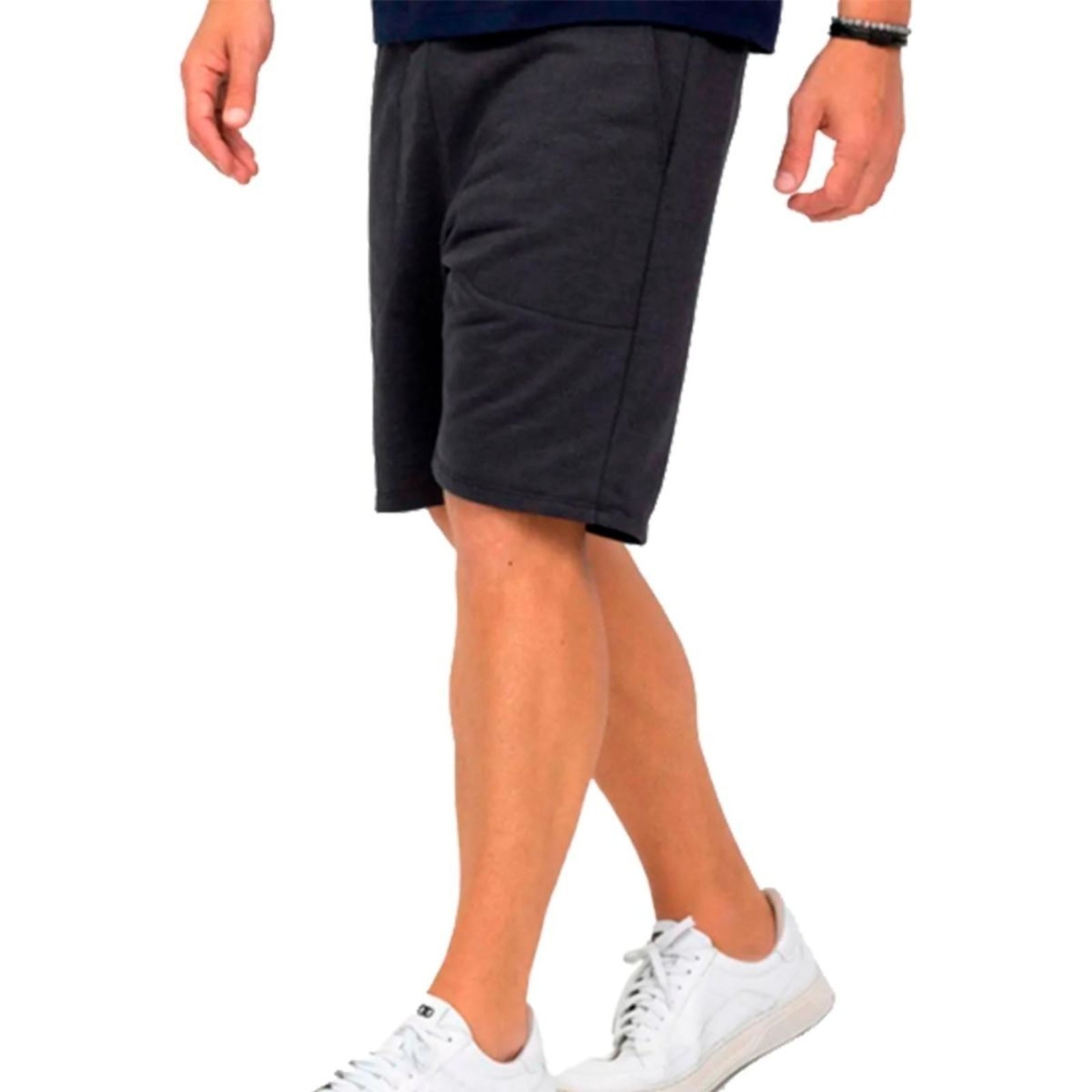 Imagem principal Bermuda Masculina Moletom Casual Básica Com Ajuste Elástico e Bolsos Uso Casual ou Treino Academia Chumbo Escuro W2 STORE cinza