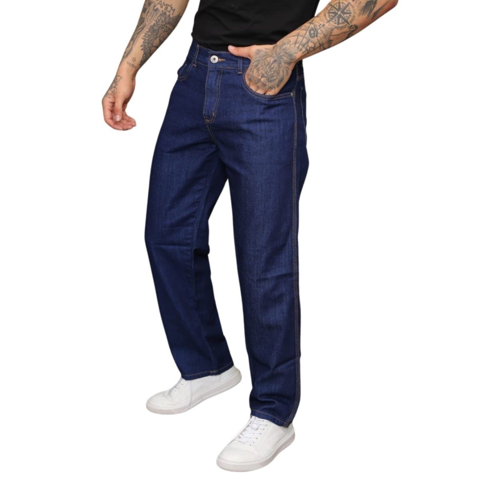 Imagem principal Calça Balão Tradicional Escura Masculina Alleppo Jeans azul marinho