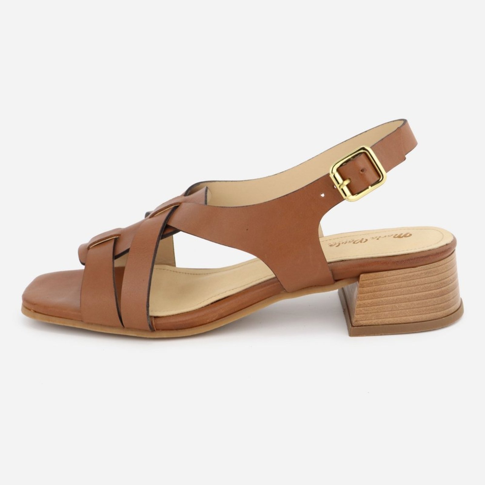 Imagem principal Sandália Grosso Santo Maria Paula Couro Baixo Salto Feminina MARIA PAULA caramelo