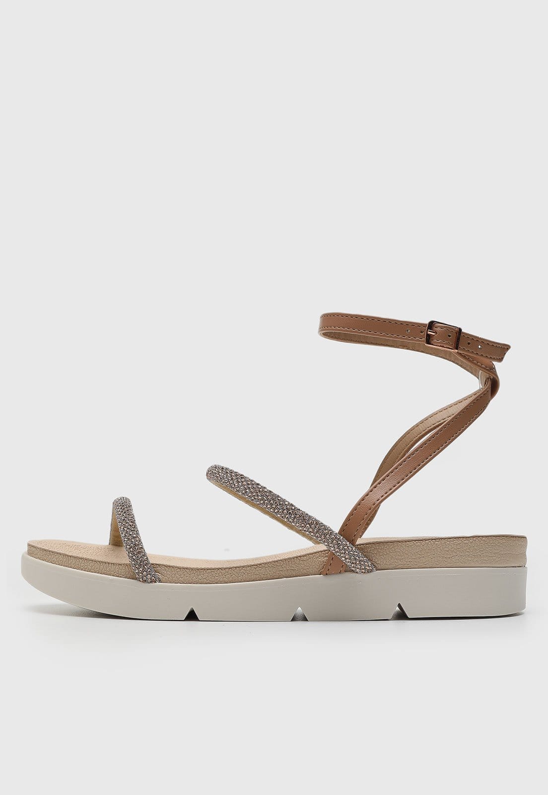 Sandália Feminina Beira Rio Tiras Brilhantes