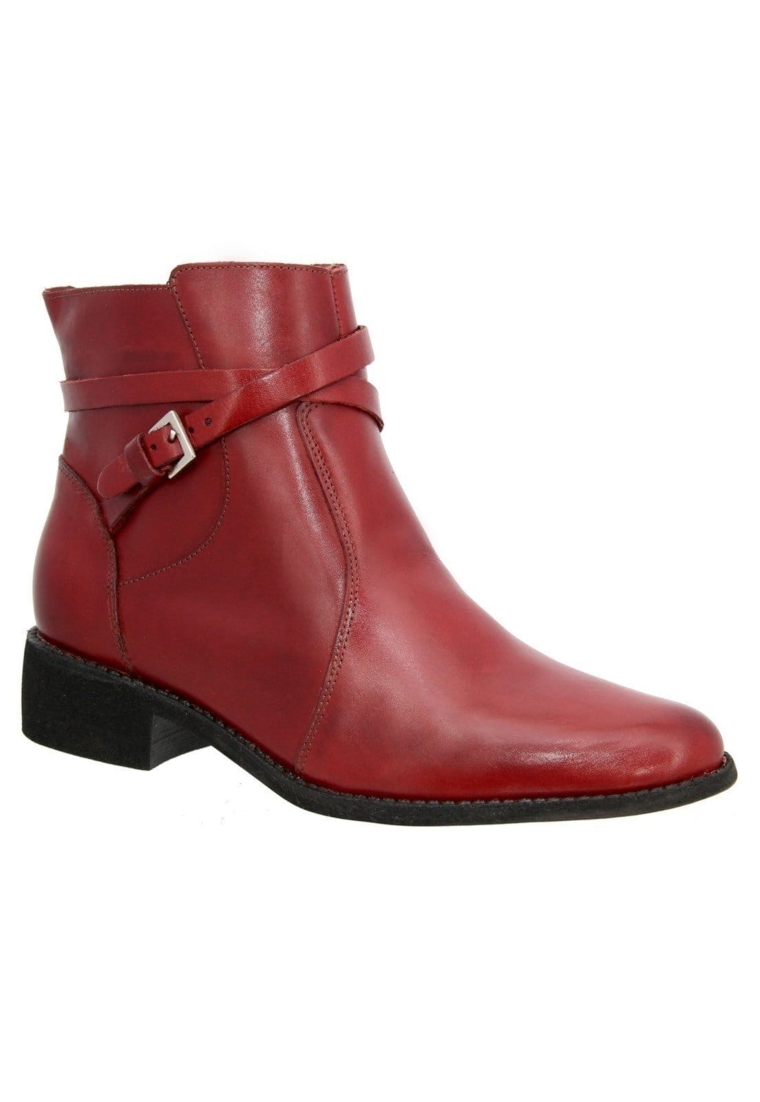 Bota em Couro Conforto Lisa Maria Paula Cano Curto Vermelha