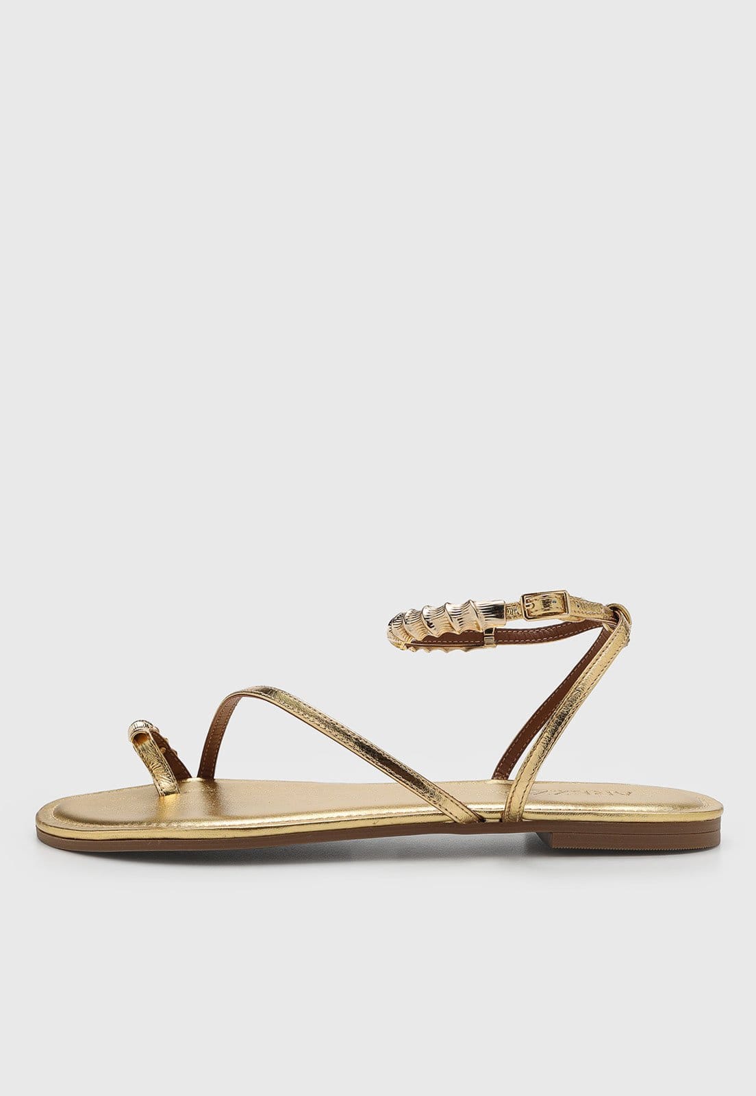 Rasteira Feminina Arezzo Metalizada Dourada