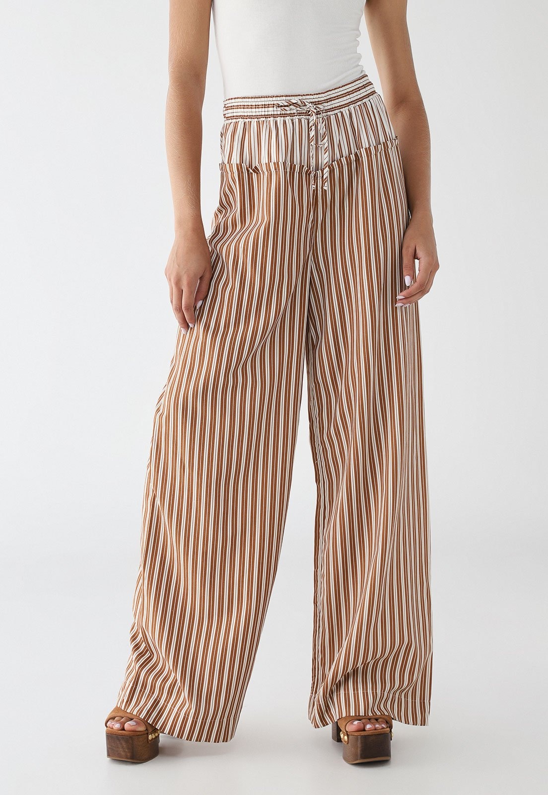 Imagem principal Calça Feminina Colcci Listrada Cintura Alta Colcci marrom
