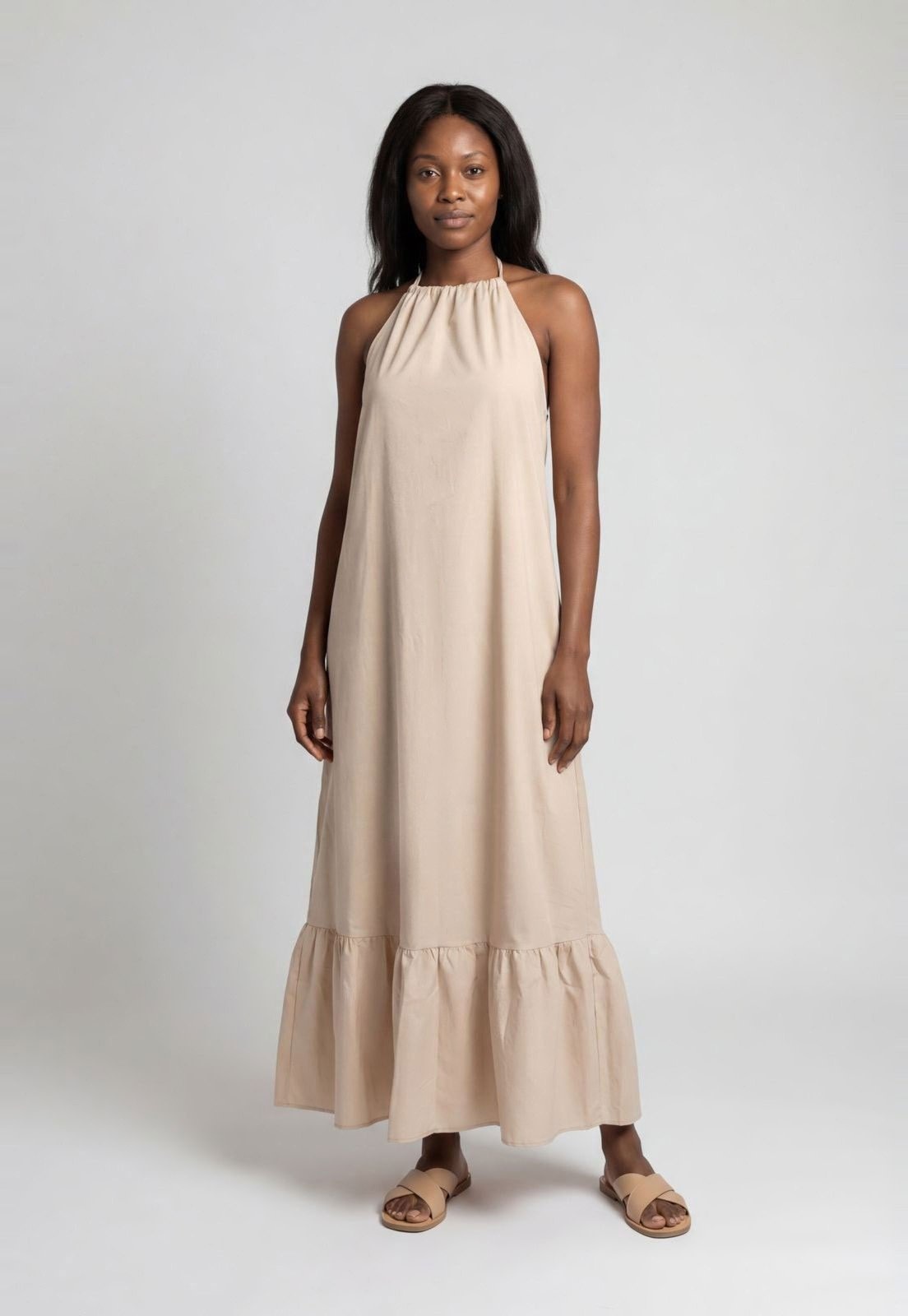 Imagem principal Vestido Feminino Lança Perfume Decote Halter Babados Lança Perfume bege