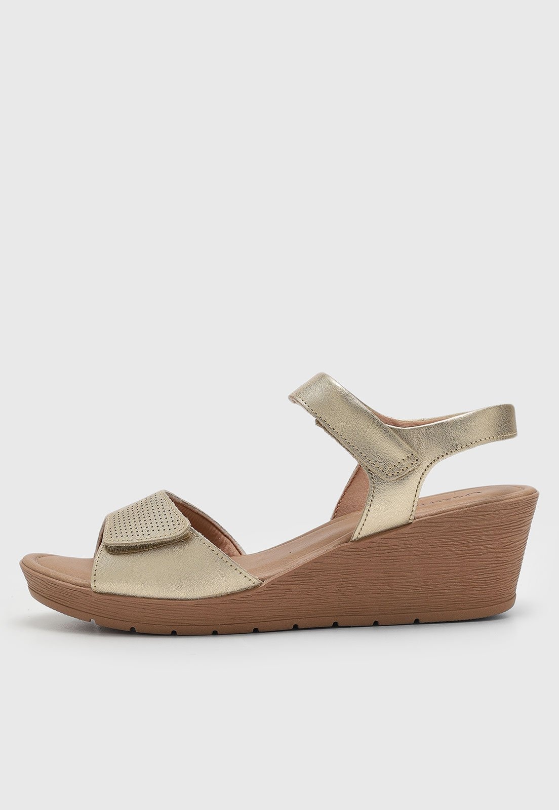 Imagem principal Sandália Feminina Usaflex Salto Anabela Dourada Usaflex dourado