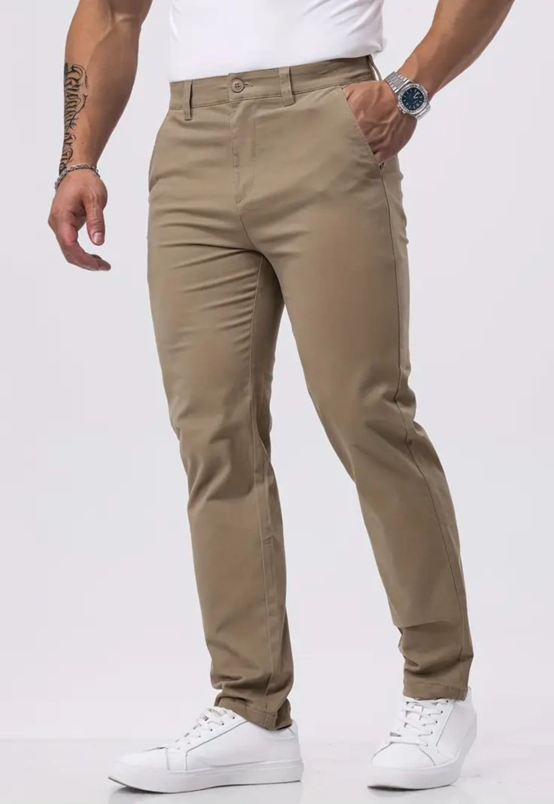Calça Sarja Masculina KOVALI Skinny Caqui - Conforto e Estilo para o Dia a Dia