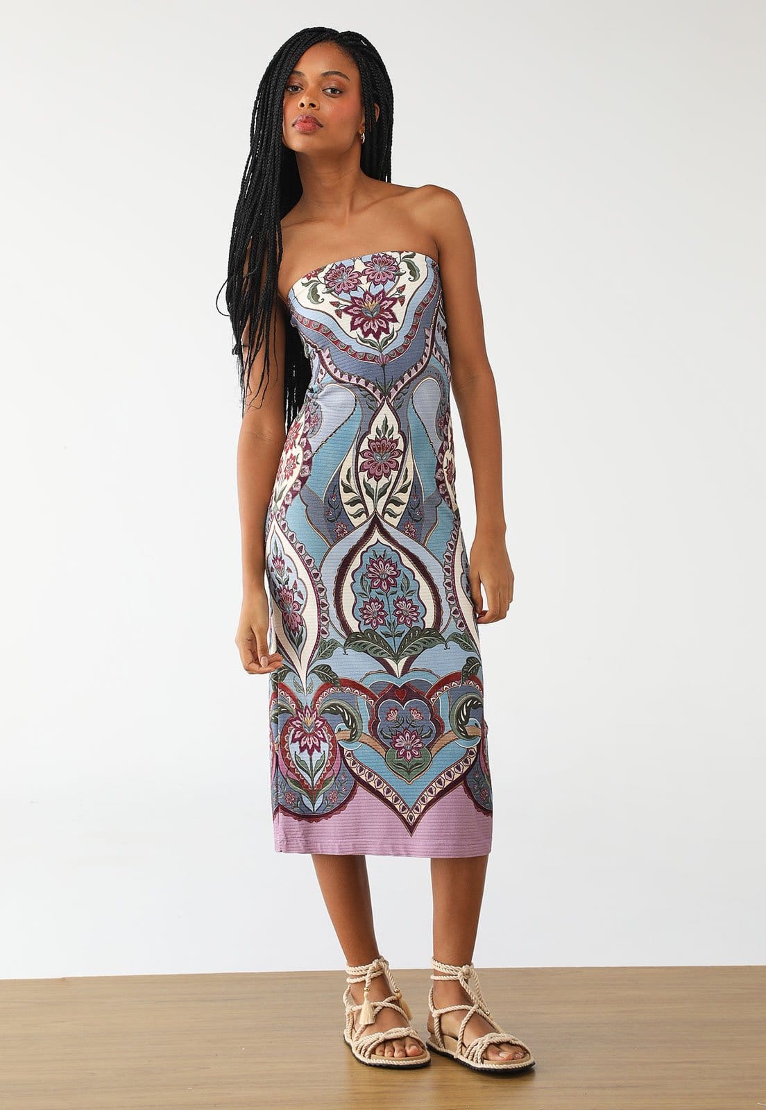 Vestido FARM Midi Sem Alça Nirvana