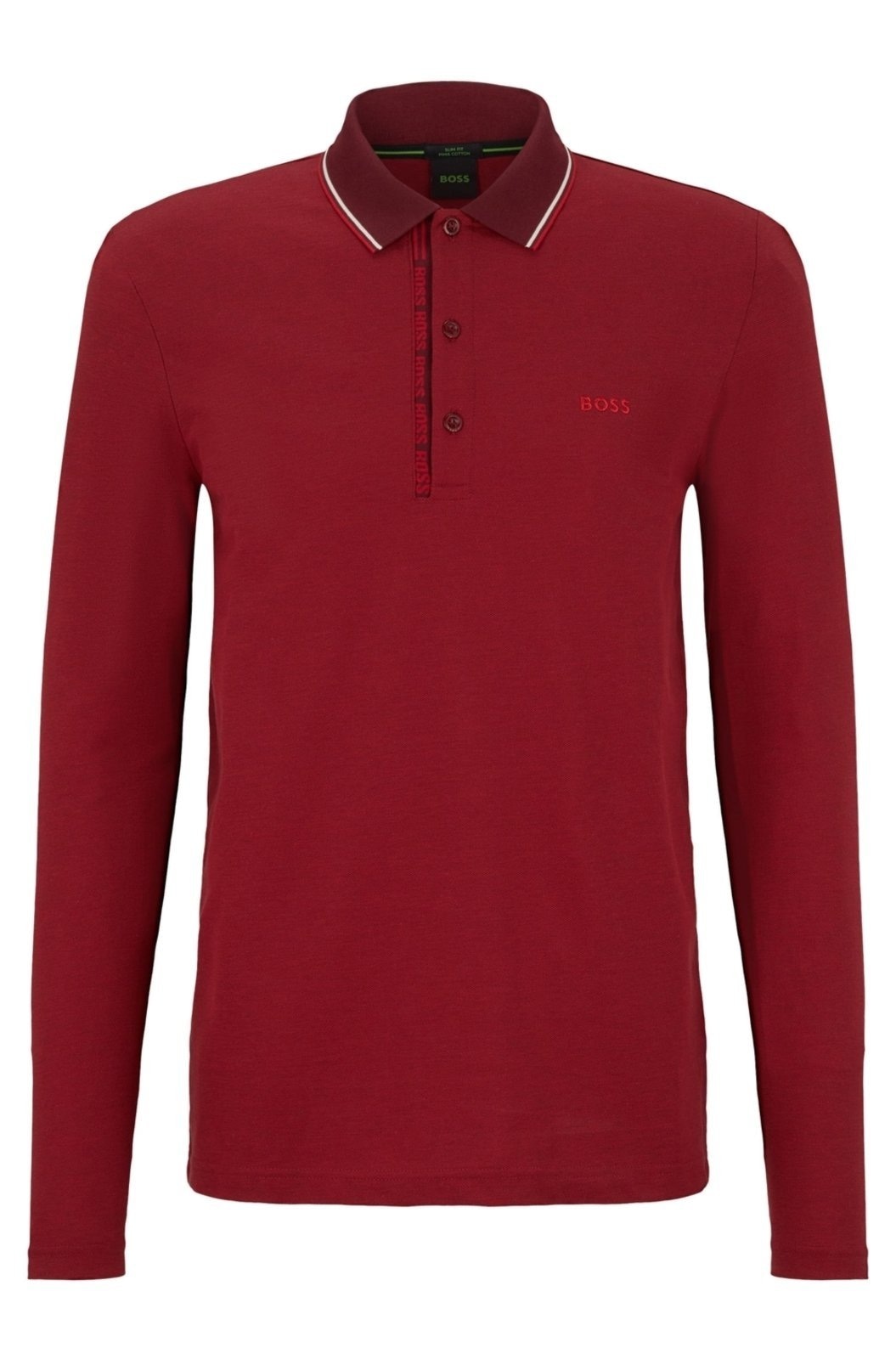 Imagem principal Camisa Polo Slim De Manga Comprida Com Detalhes De Logo Boss rosa