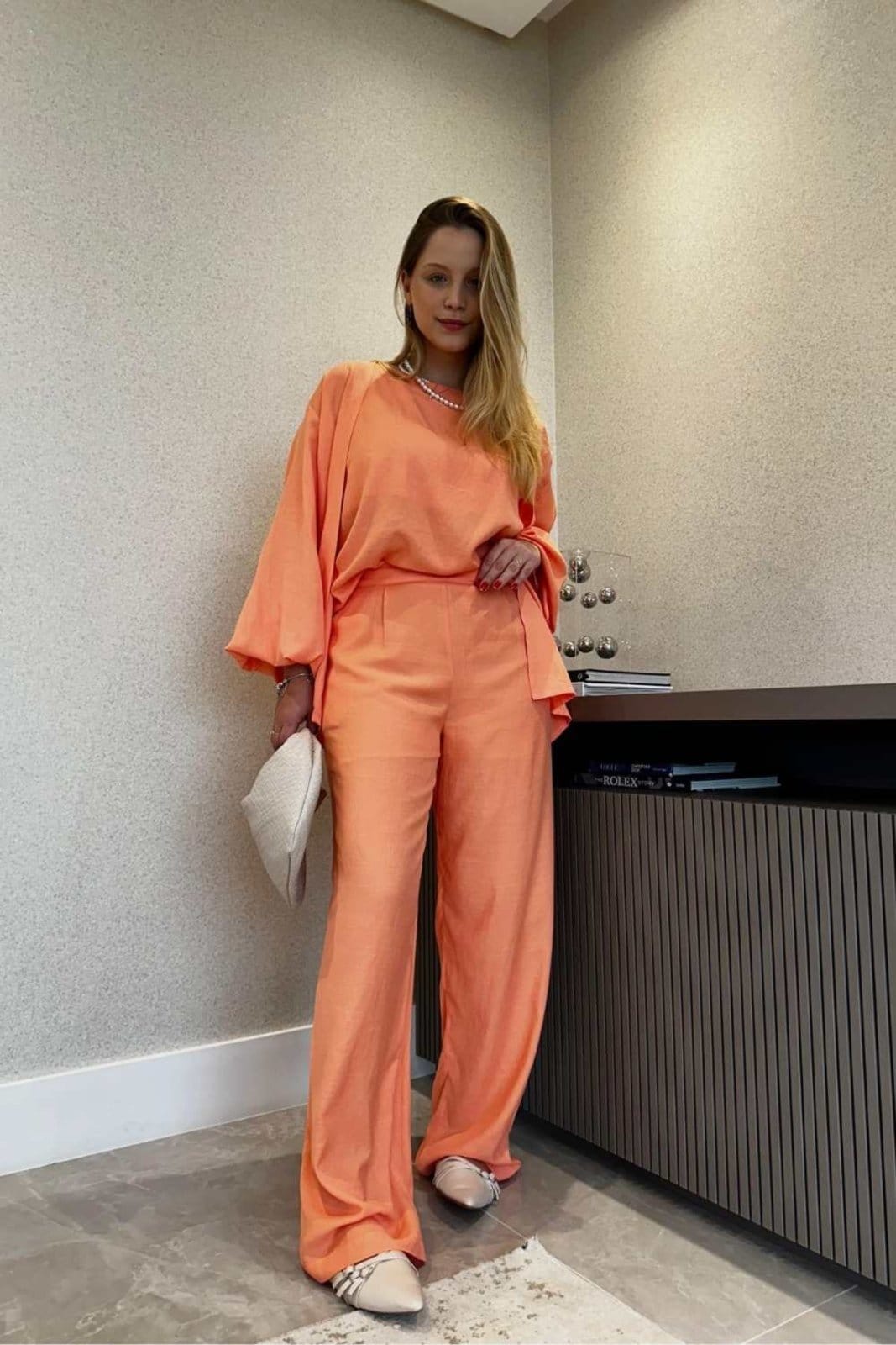 Cardigan Vanibele Viscolinho Goiaba