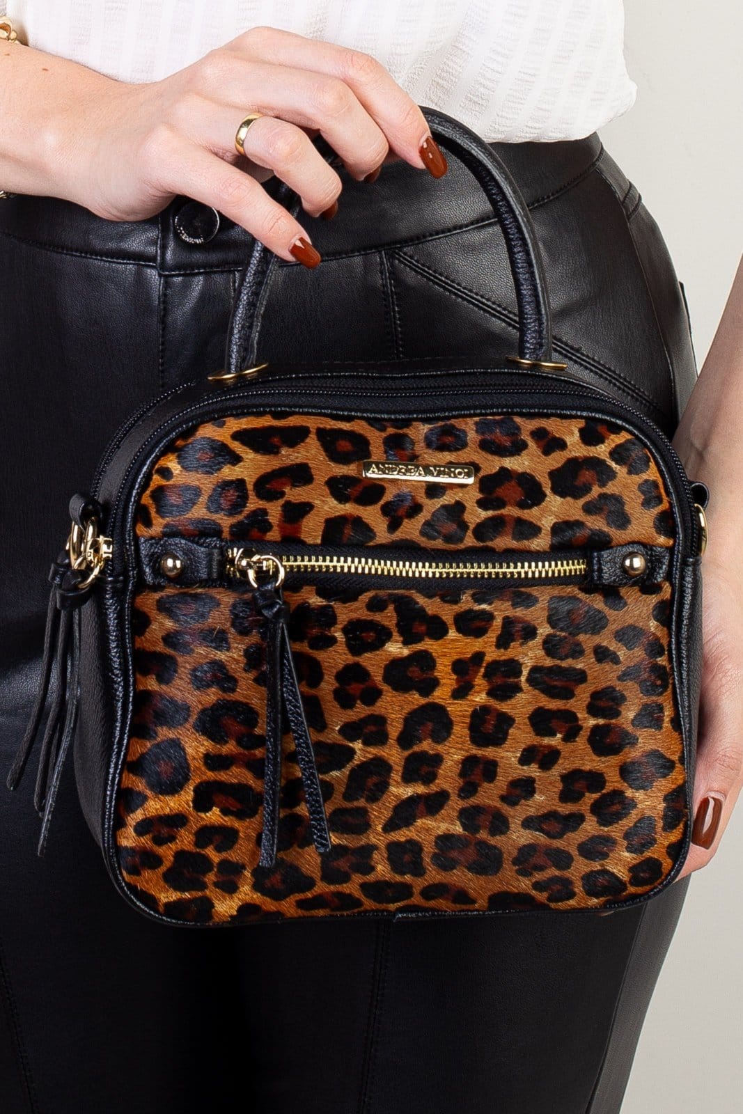 Bolsa Andrea Vinci Baú Pequena De Couro Estampado Transversal Catarina