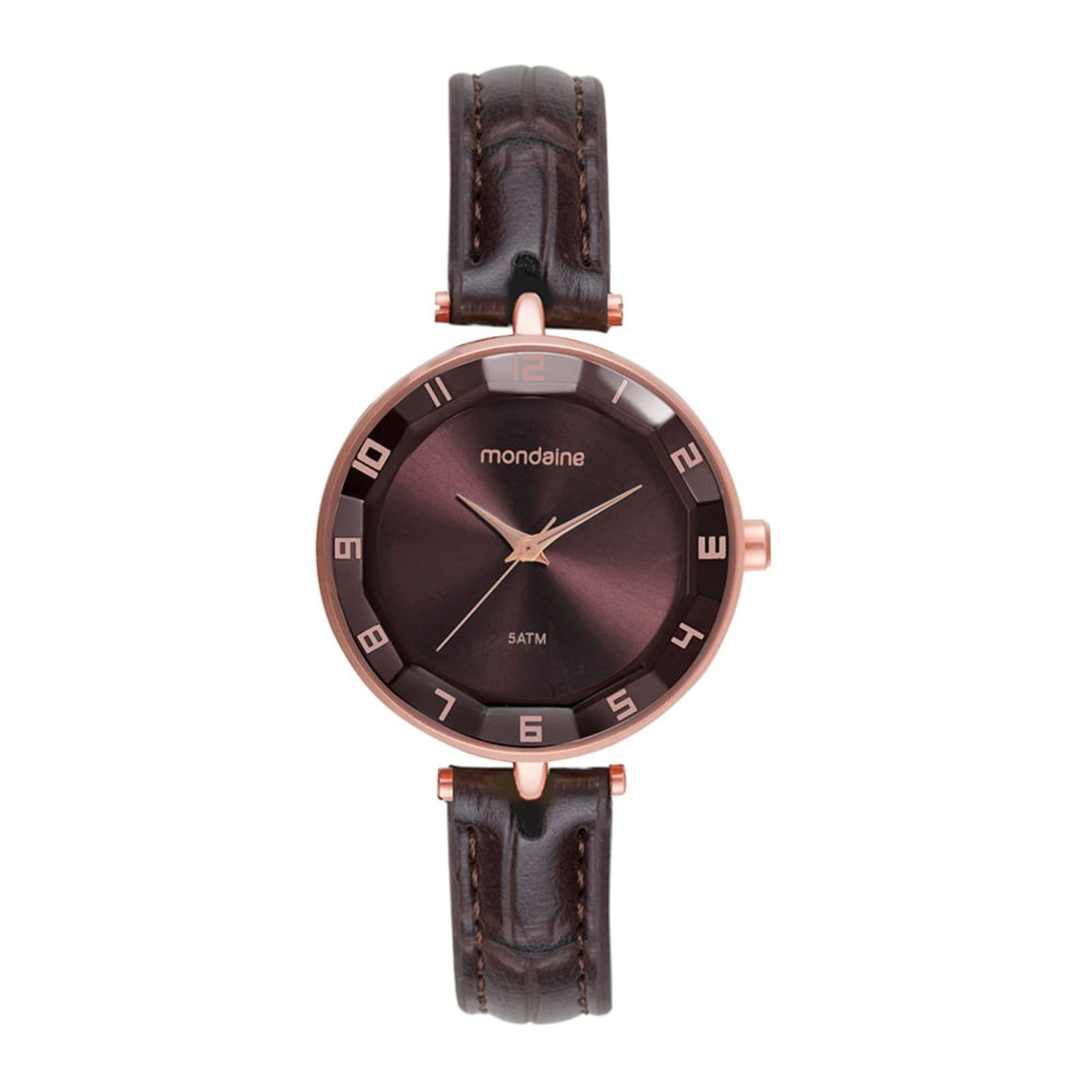 Relógio Feminino Vidro Facetado Rosé