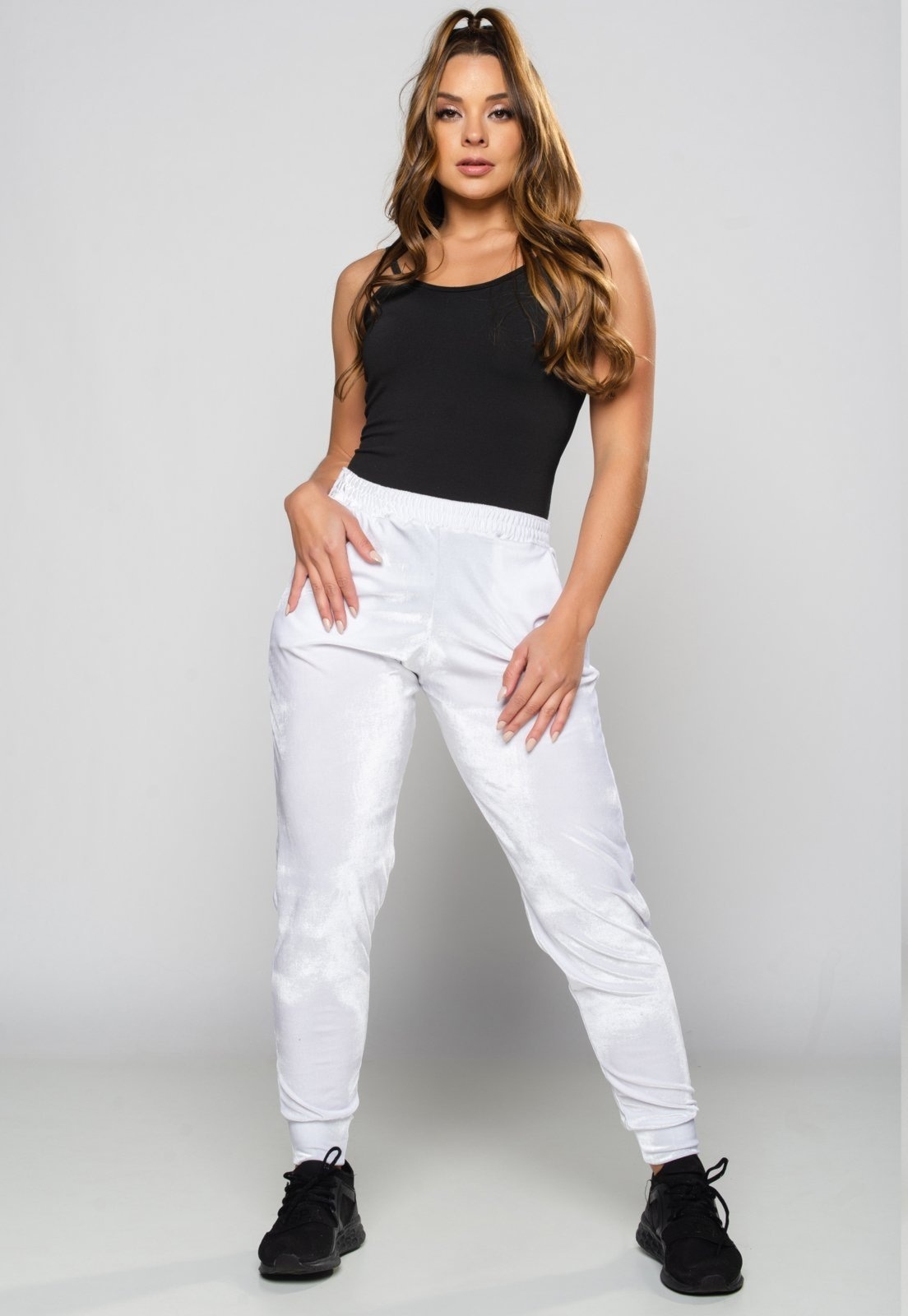 Imagem principal Calça Ribana Jogger MVB Modas Veludo Cintura Alta Branca Mvb Modas branco