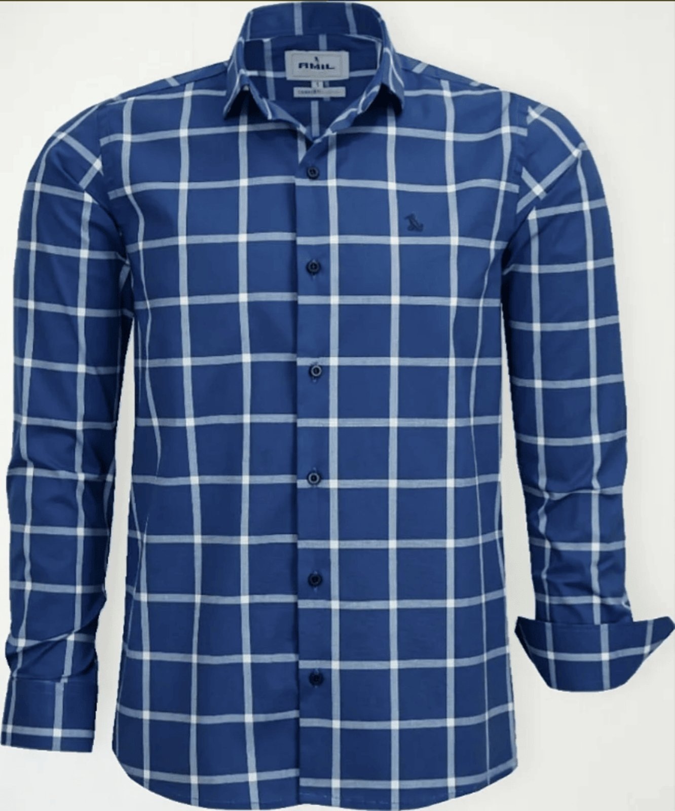 Imagem principal Camisa Casual Amil Com Elastano Comfort Xadrez Owen Manga longa Luxo Cor04 Amil azul/branco