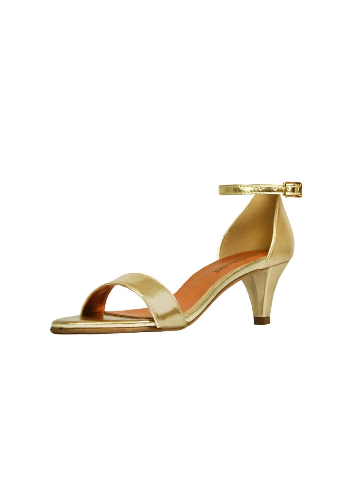 Sandália Salto Baixo Fino Luiza Sobreira Ouro Mod.2020