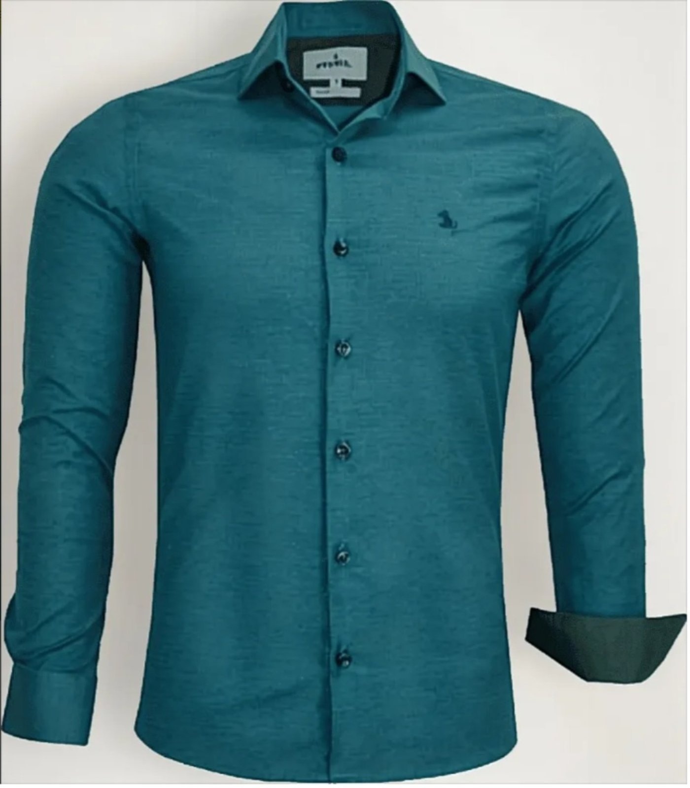 Imagem principal Camisa Social Amil Slim Nobel Algodão com Elastano Manga Longa Luxo Petróleo Amil azul