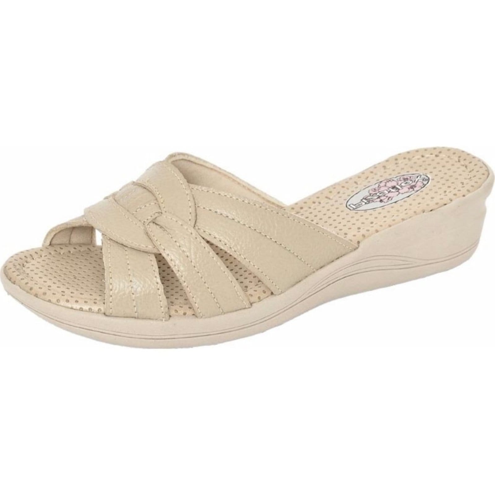 Sandália Conforto Tamanco Ortopédico em Couro 285 Creme